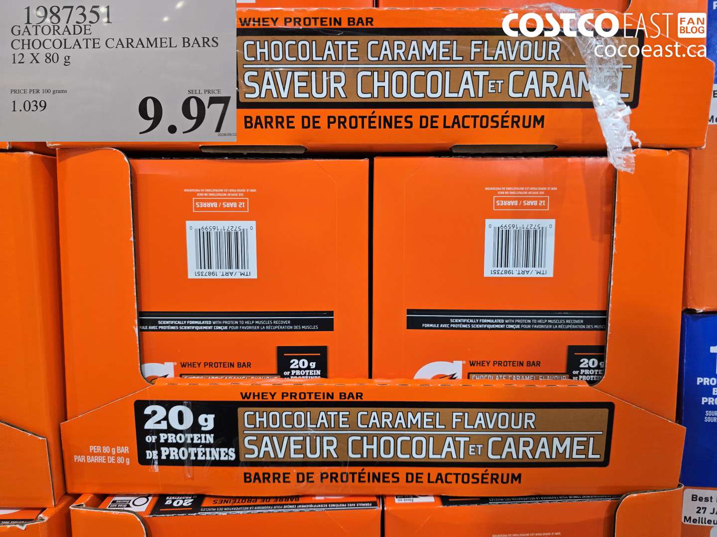 1987351 GATORADE CHOCOLATE CARAMEL BARS 12 X 80 G $9.97
