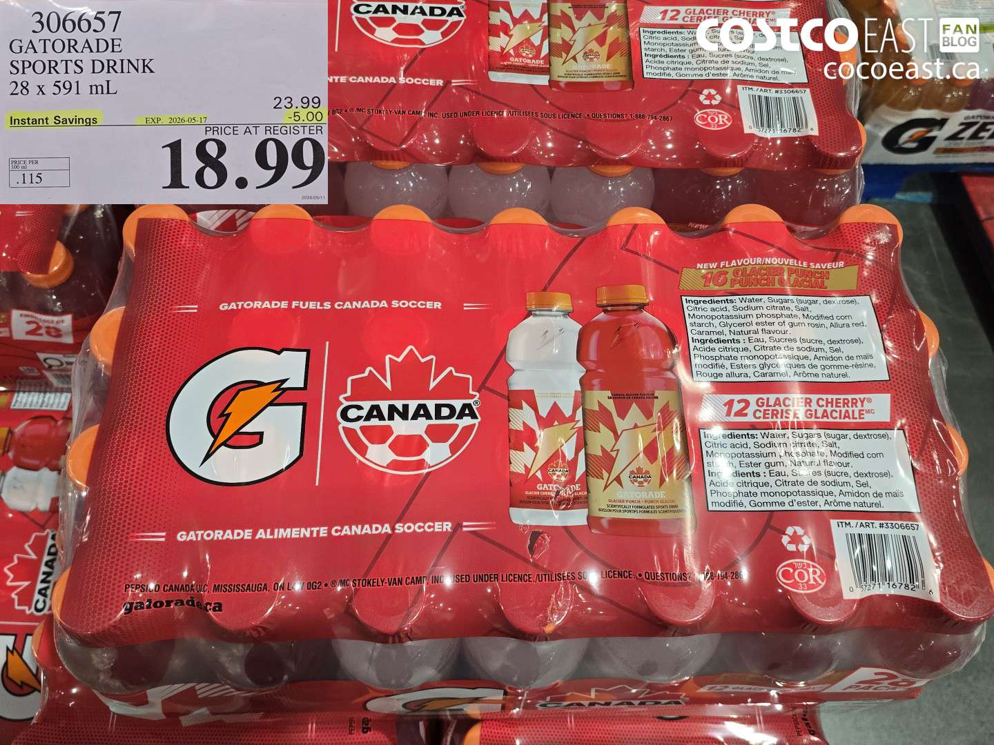 3066657 GATORADE SPORTS DRINK 28 X 591 ML ($5.00 INSTANT SAVINGS EXPIRES ON 2026-05-17) $18.99