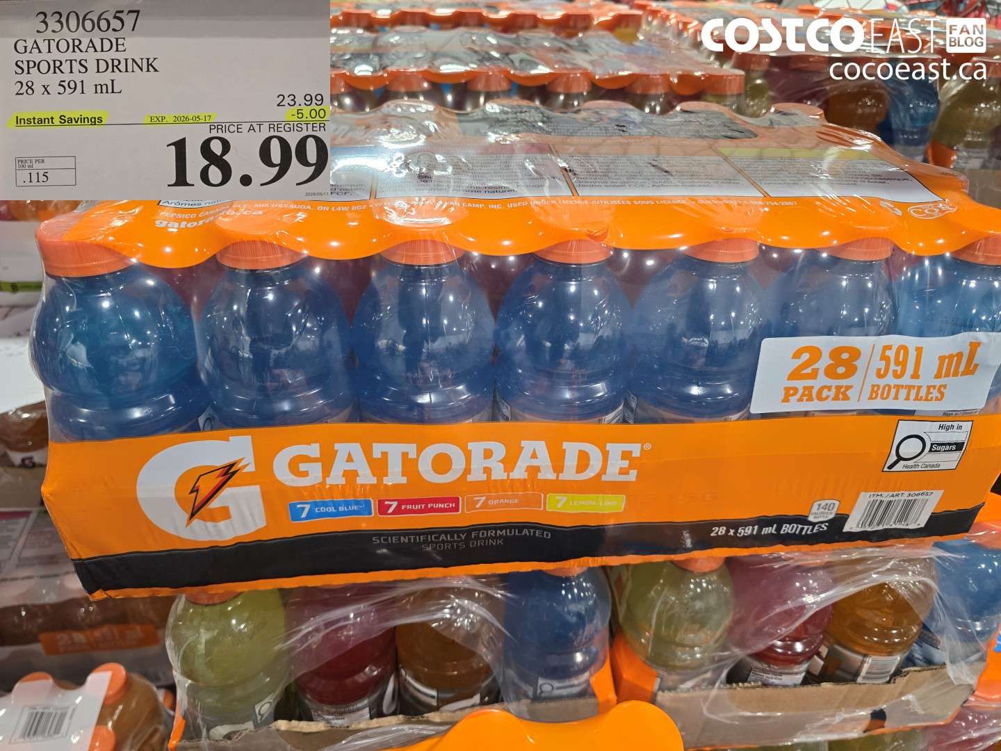 3306657 GATORADE SPORTS DRINK 28 X 591 ML ($5.00 INSTANT SAVINGS EXPIRES ON 2026-05-17) $18.99