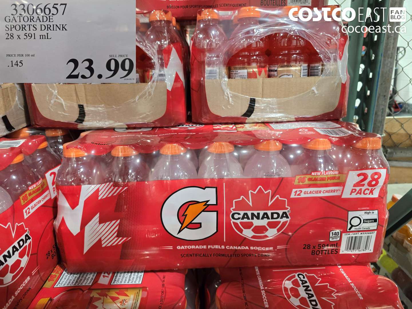 3306657 GATORADE SPORTS DRINK 28 X 591 ML $23.99