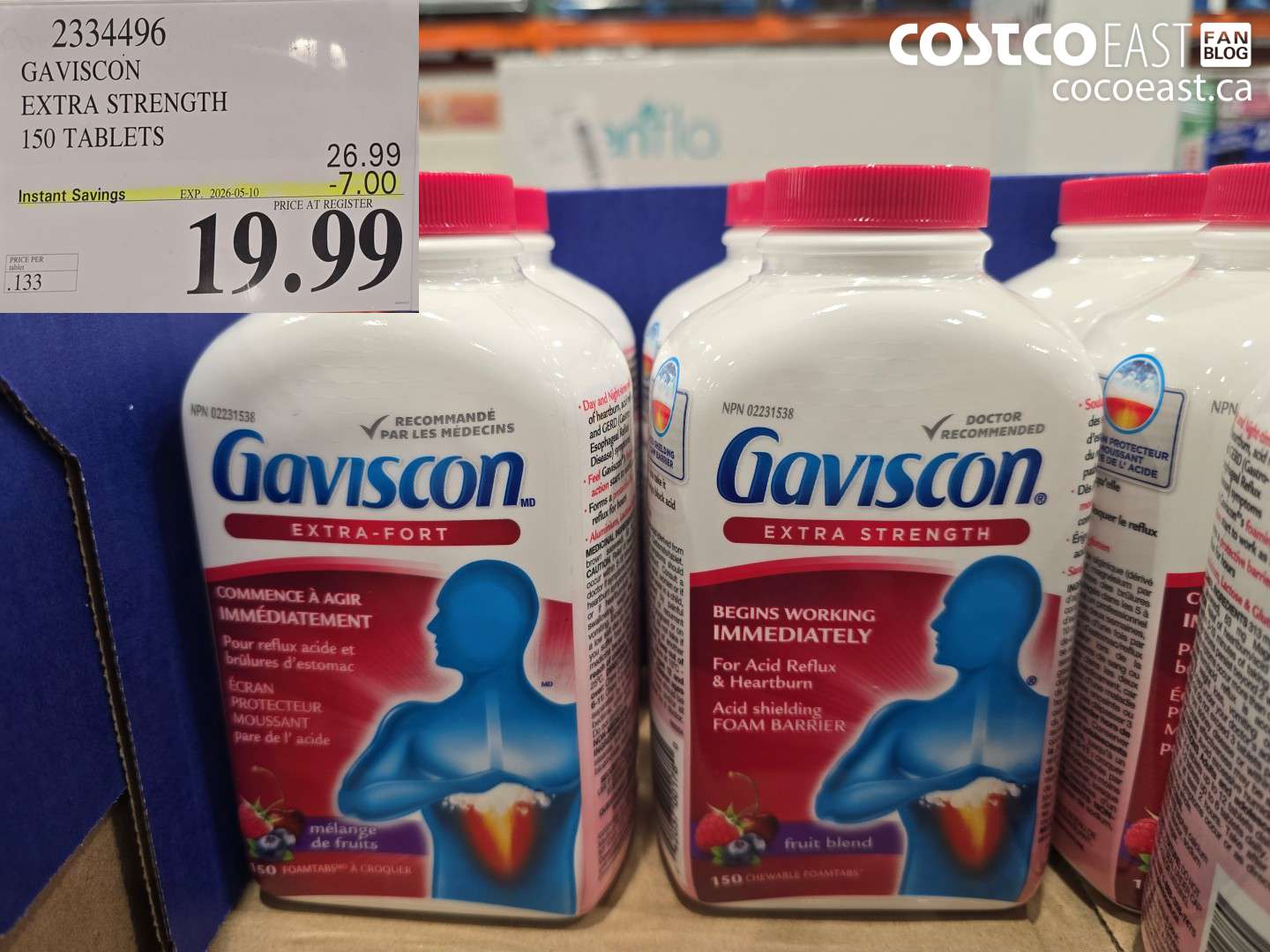 2334496 GAVISCON EXTRA STRENGTH 150 TABLETS ($7.00 INSTANT SAVINGS EXPIRES ON 2026-05-10) $19.99