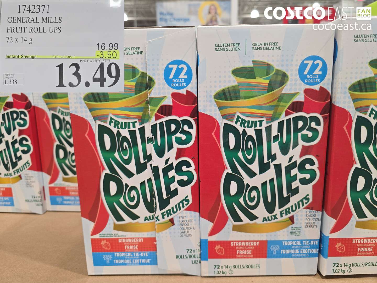 1742371 GENERAL MILLS FRUIT ROLL UPS 72 X 14 G ($3.50 INSTANT SAVINGS EXPIRES ON 2026-05-10) $13.49