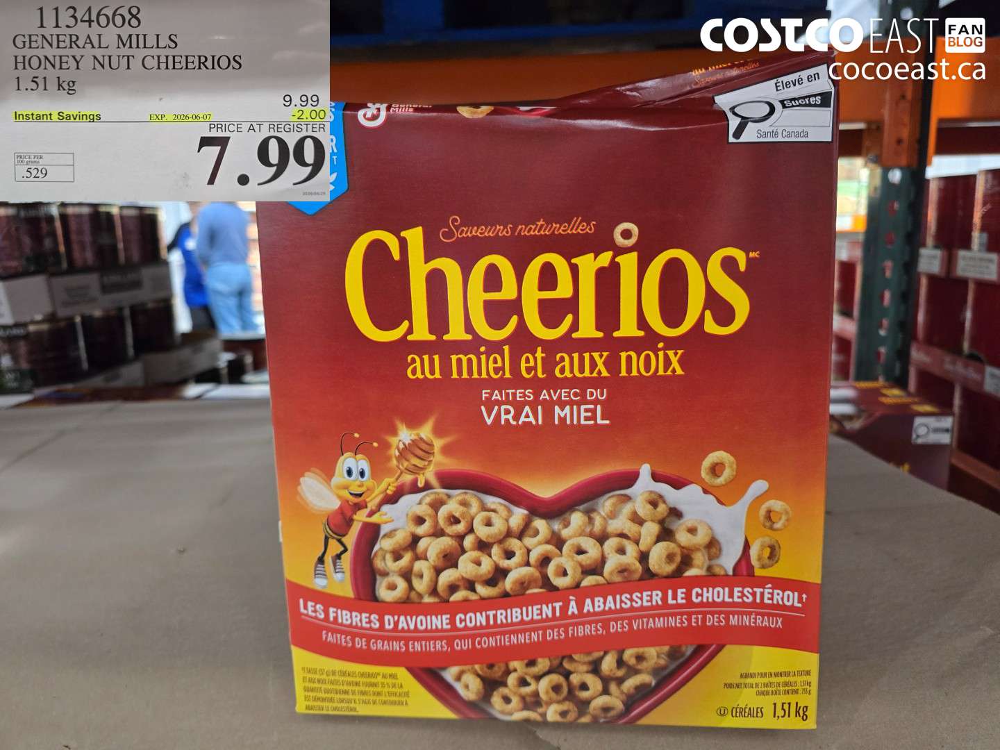 1134668 GENERAL MILLS HONEY NUT CHEERIOS 1.51 KG ($2.00 INSTANT SAVINGS EXPIRES ON 2026-06-07) $7.99