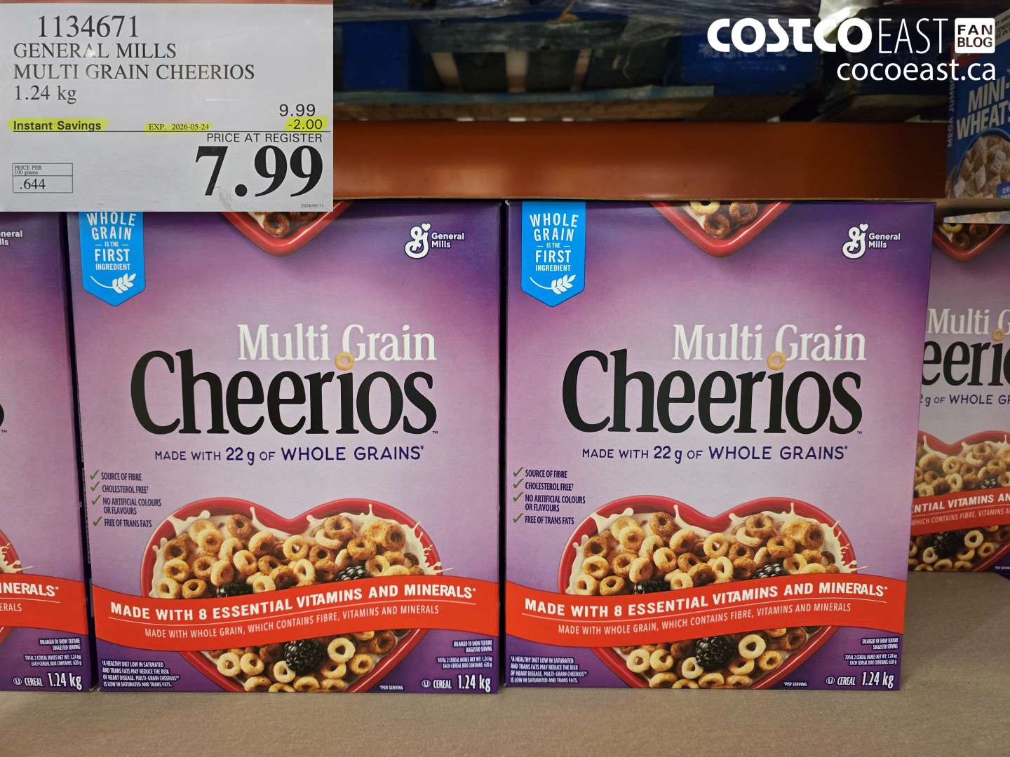 1134671 GENERAL MILLS MULTI GRAIN CHEERIOS 1.24 KG ($2.00 INSTANT SAVINGS EXPIRES ON 2026-05-24) $7.99