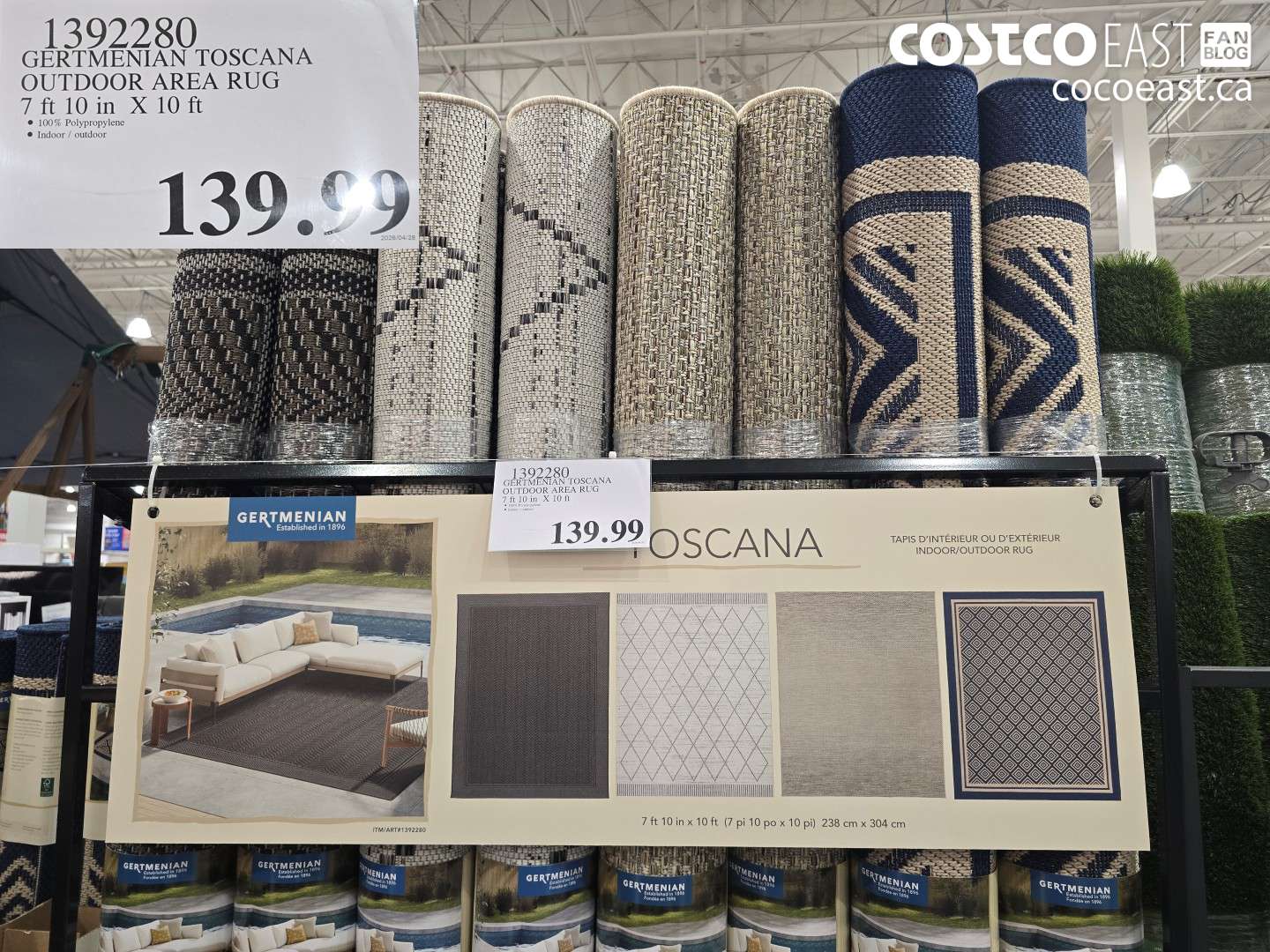 1392280 GERTMENIAN TOSCANA OUTDOOR AREA RUG 7 FT 10 IN X 10 FT $139.99