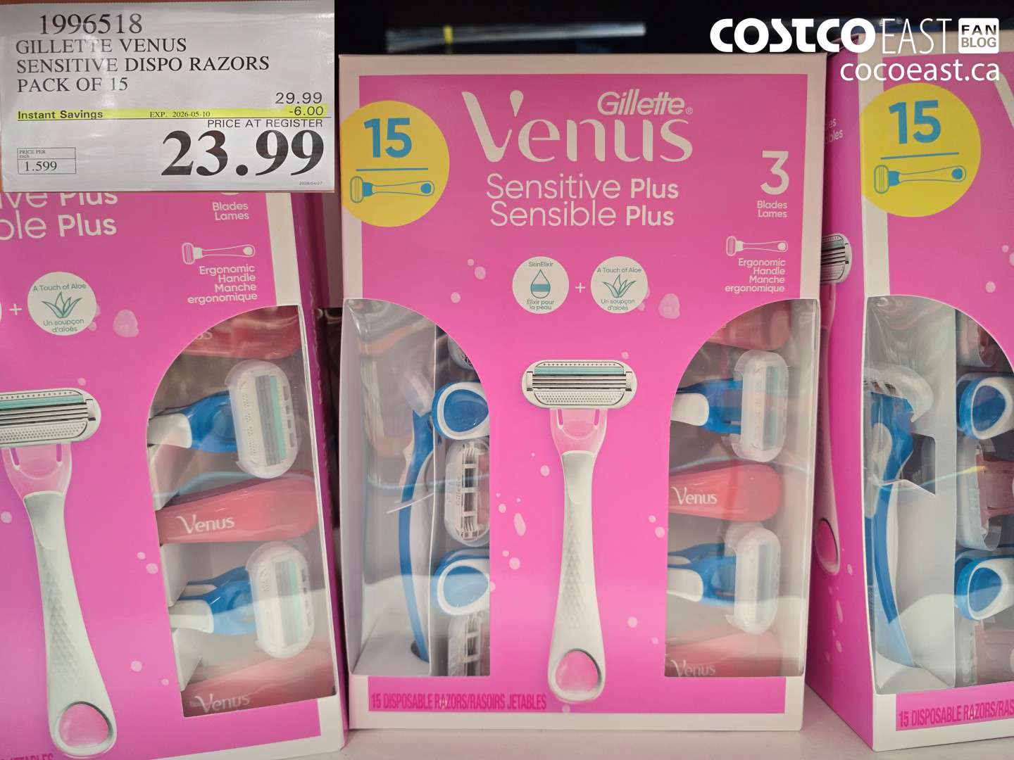 1996518 GILLETTE VENUS SENSITIVE DISPO RAZORS PACK OF 15 ($6.00 INSTANT SAVINGS EXPIRES ON 2026-05-10) $23.99
