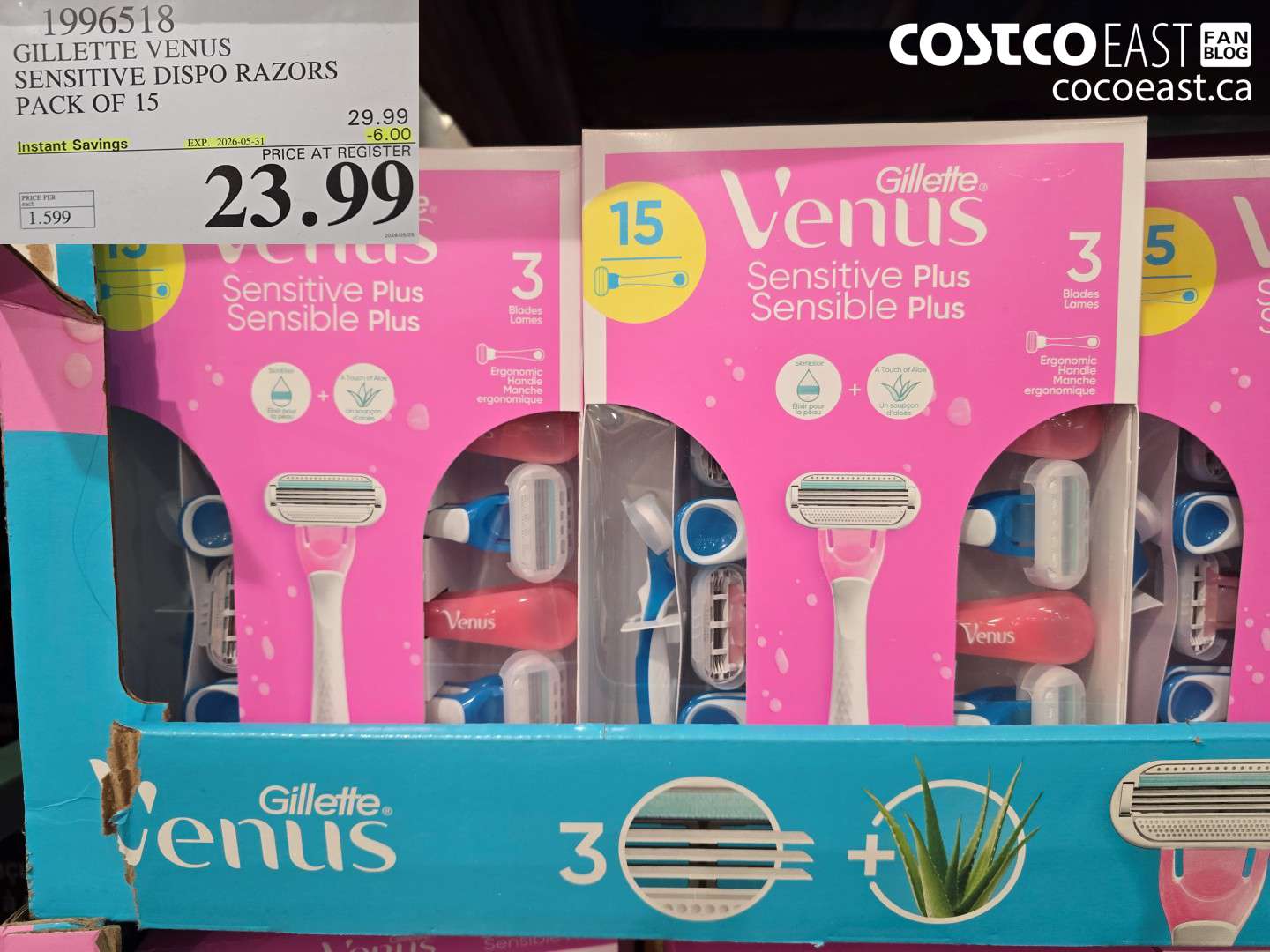 1996518 GILLETTE VENUS SENSITIVE DISPO RAZORS PACK OF 15 ($6.00 INSTANT SAVINGS EXPIRES ON 2026-05-31) $23.99