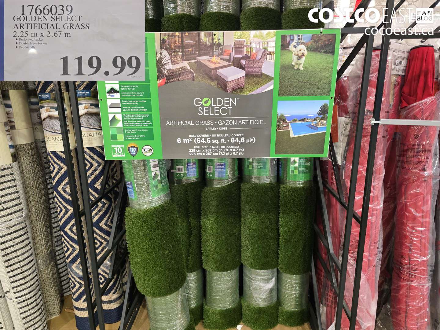 1766039 GOLDEN SELECT ARTIFICIAL GRASS 2.25 M X 2.67 M $119.99