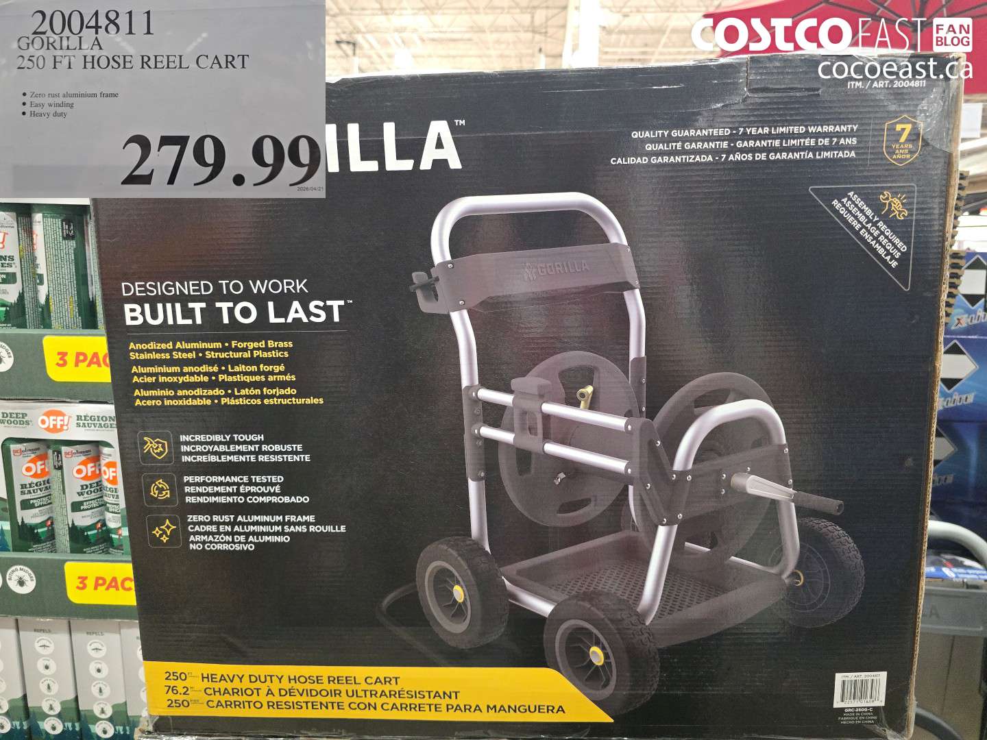 2004811 GORILLA 250 FT HOSE REEL CART $279.99