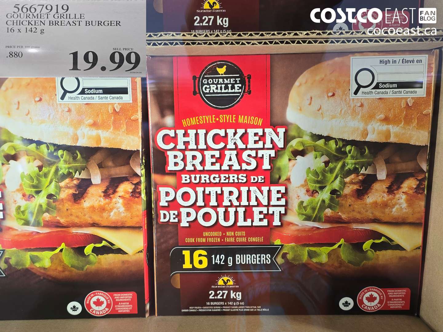 5667919 GOURMET GRILLE CHICKEN BREAST BURGER 16 X 142 G $19.99