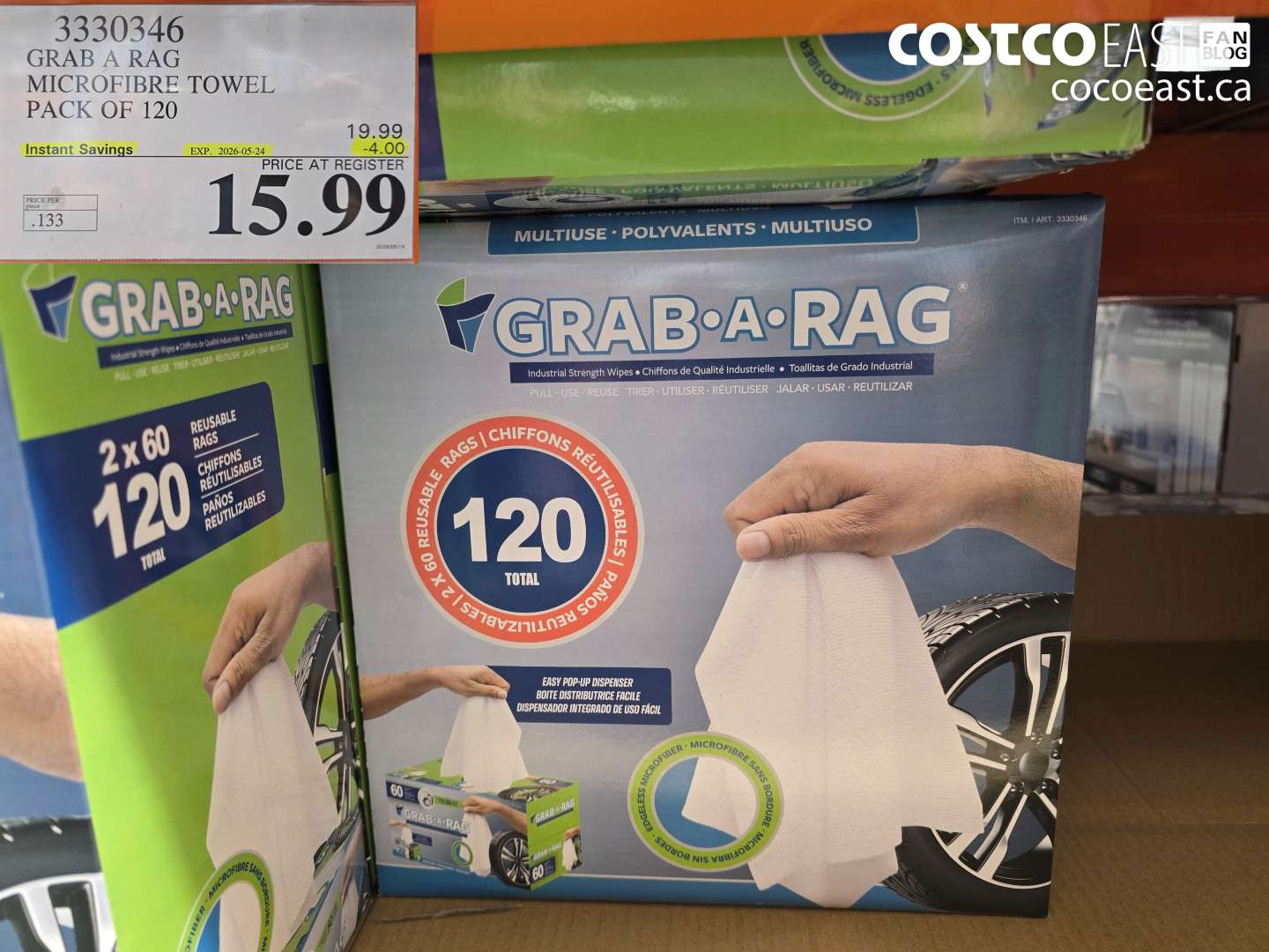 3330346 GRAB A RAG MICROFIBRE TOWEL PACK OF 120 ($4.00 INSTANT SAVINGS EXPIRES ON 2026-05-24) $15.99
