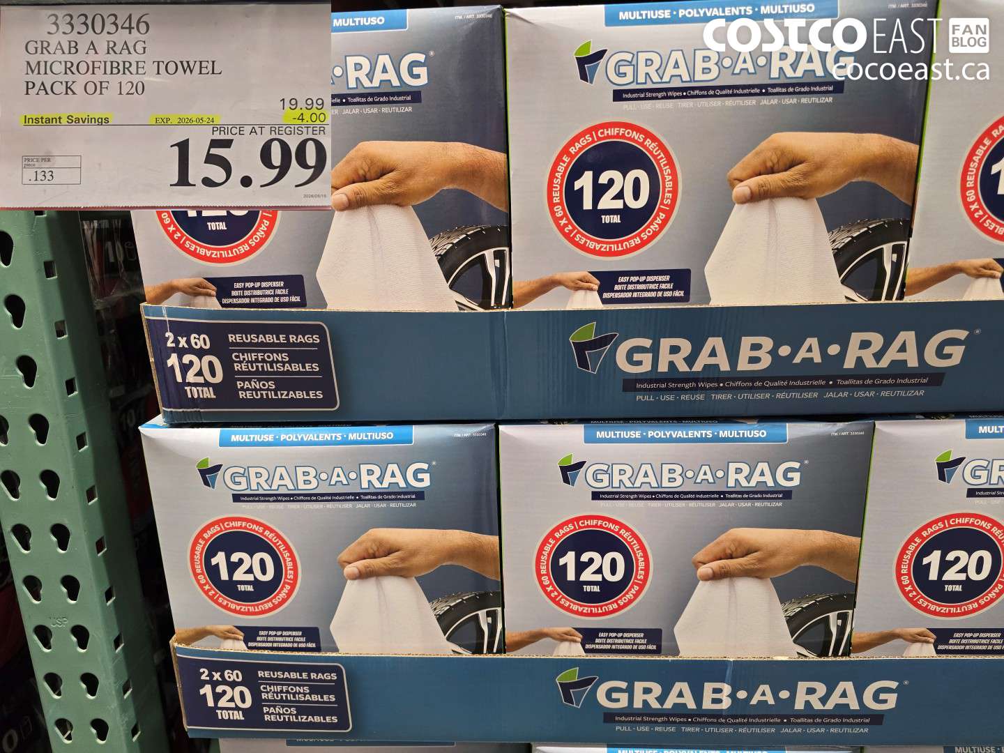 3330346 GRAB A RAG MICROFIBRE TOWEL PACK OF 120 ($4.00 INSTANT SAVINGS EXPIRES ON 2026-05-24) $15.99