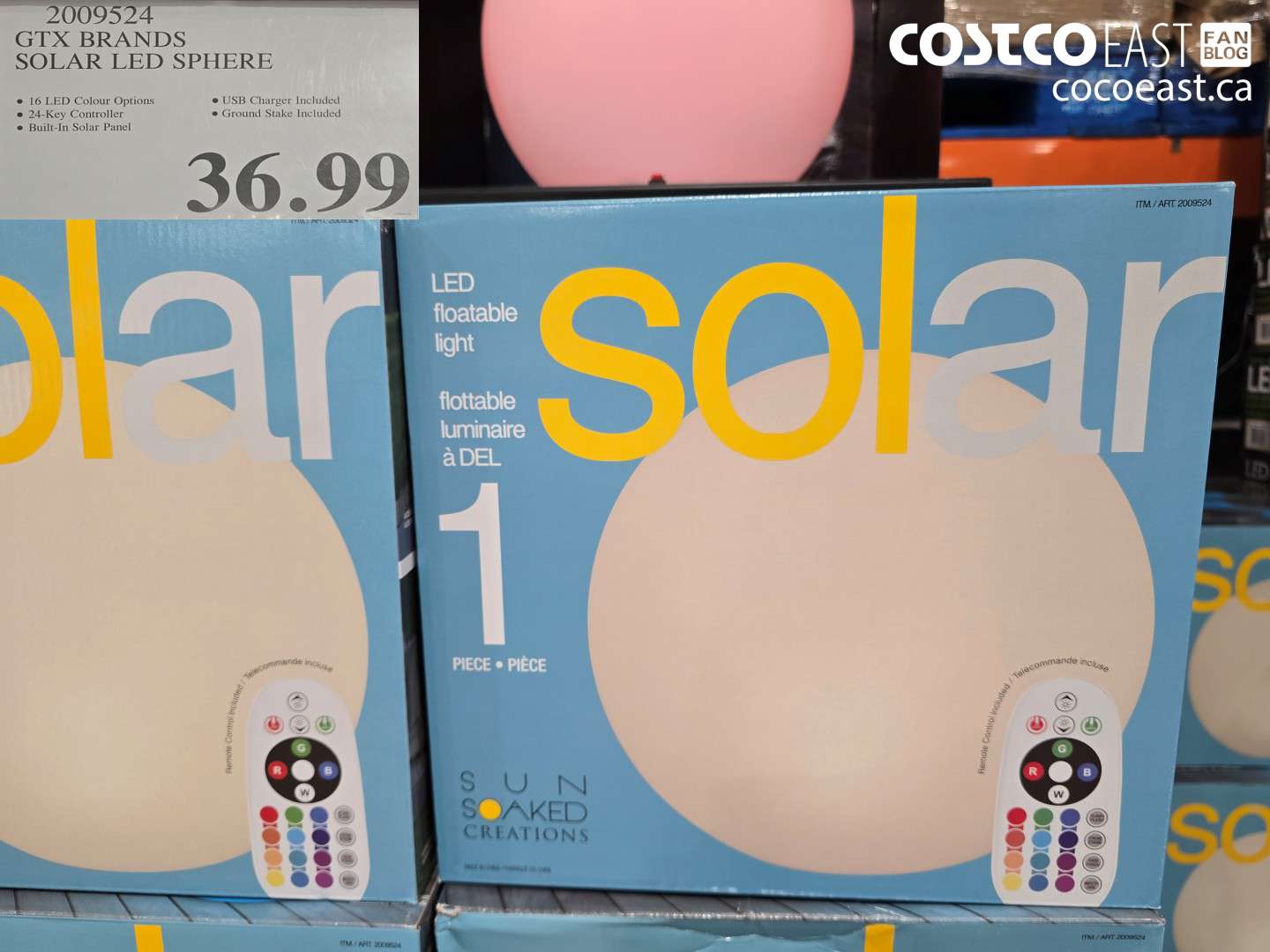 2009524 GTX BRANDS SOLAR LED SPHERE $36.99