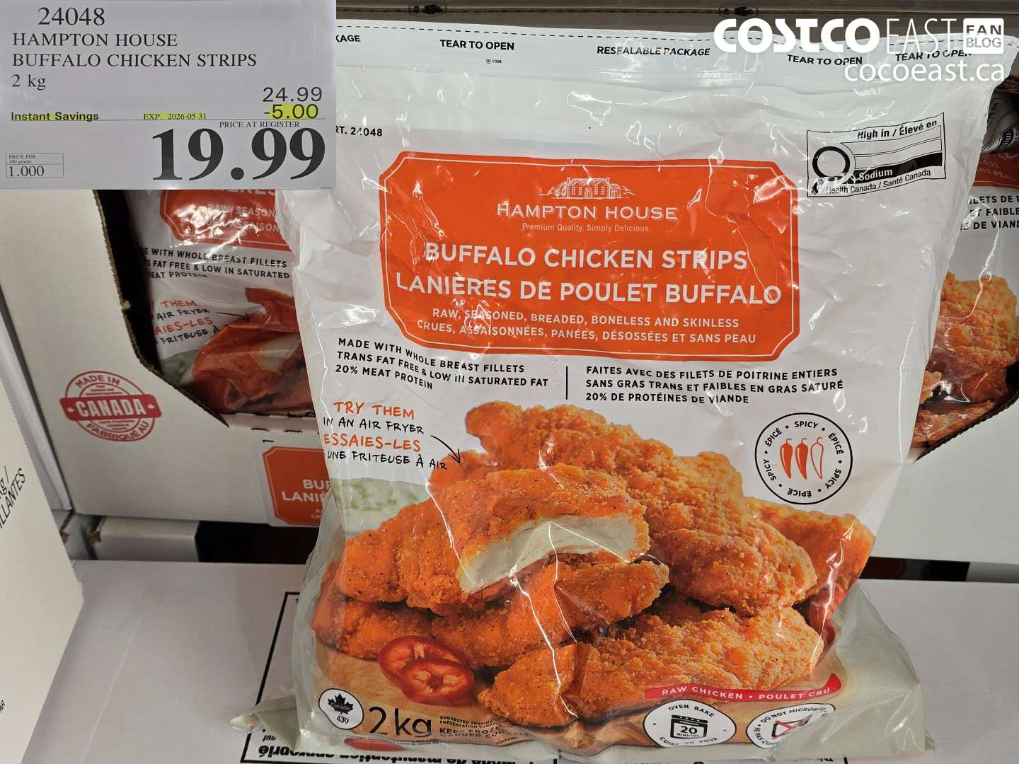 24048 HAMPTON HOUSE BUFFALO CHICKEN STRIPS 2 KG ($5.00 INSTANT SAVINGS EXPIRES ON 2026-05-31) $19.99