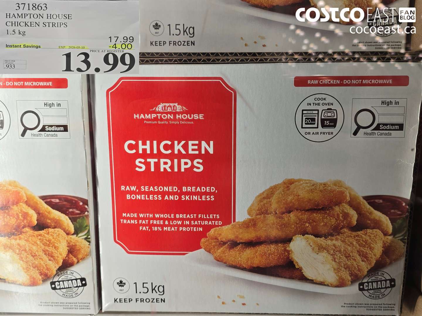 371863 HAMPTON HOUSE CHICKEN STRIPS 1.5 KG ($4.00 INSTANT SAVINGS EXPIRES ON 2026-05-10) $13.99