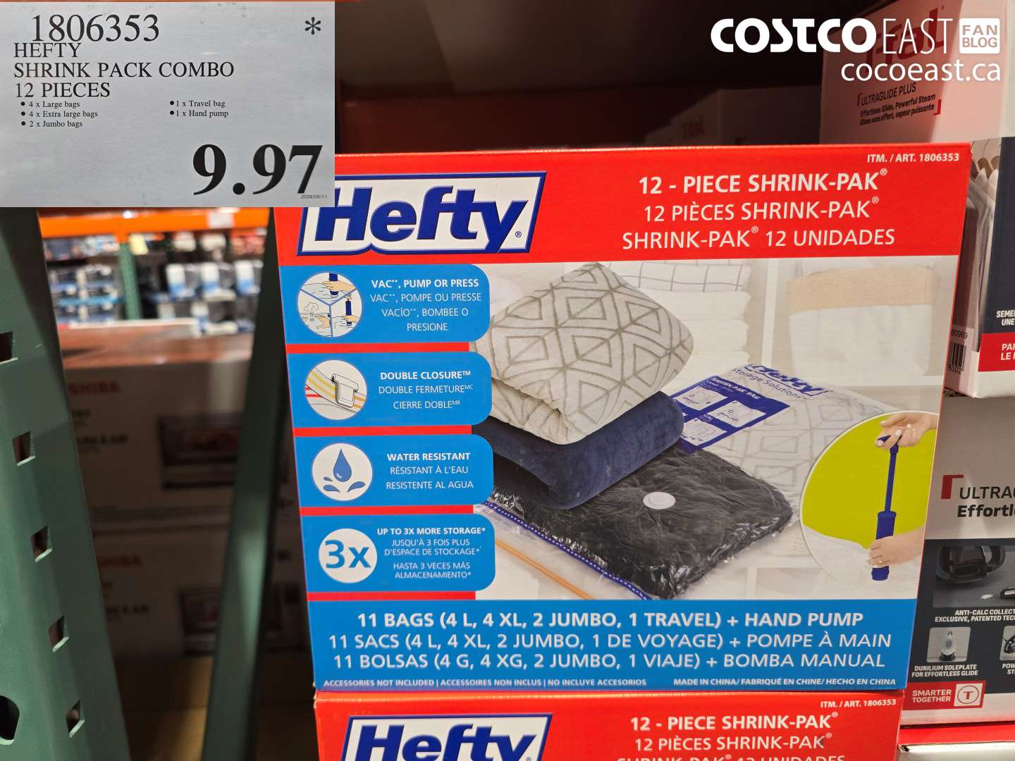 1806353 HEFTY SHRINK PACK COMBO 12 PIECES $9.97