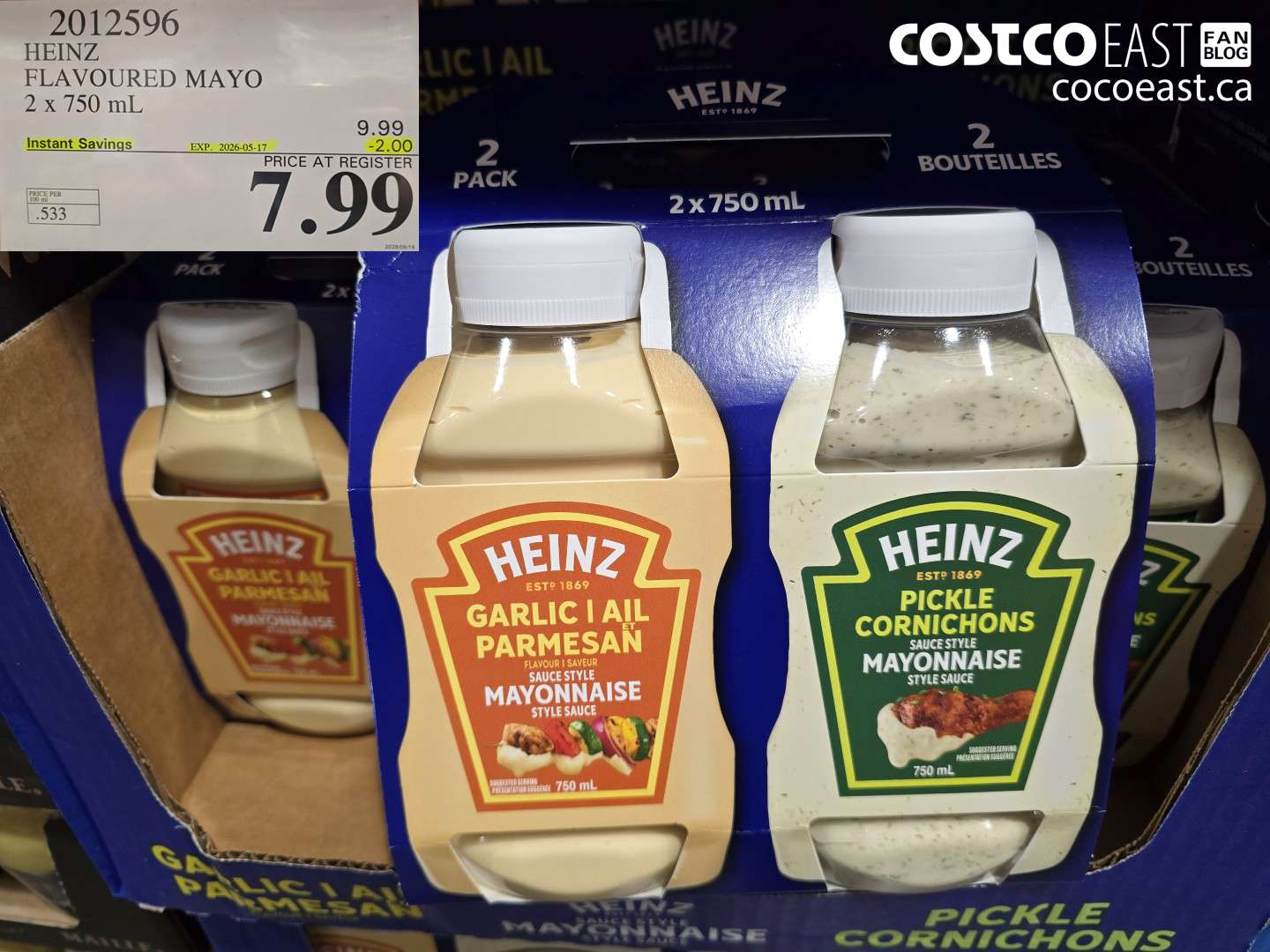 2012596 HEINZ FLAVOURED MAYO 2 X 750 ML ($2.00 INSTANT SAVINGS EXPIRES ON 2026-05-17) $7.99
