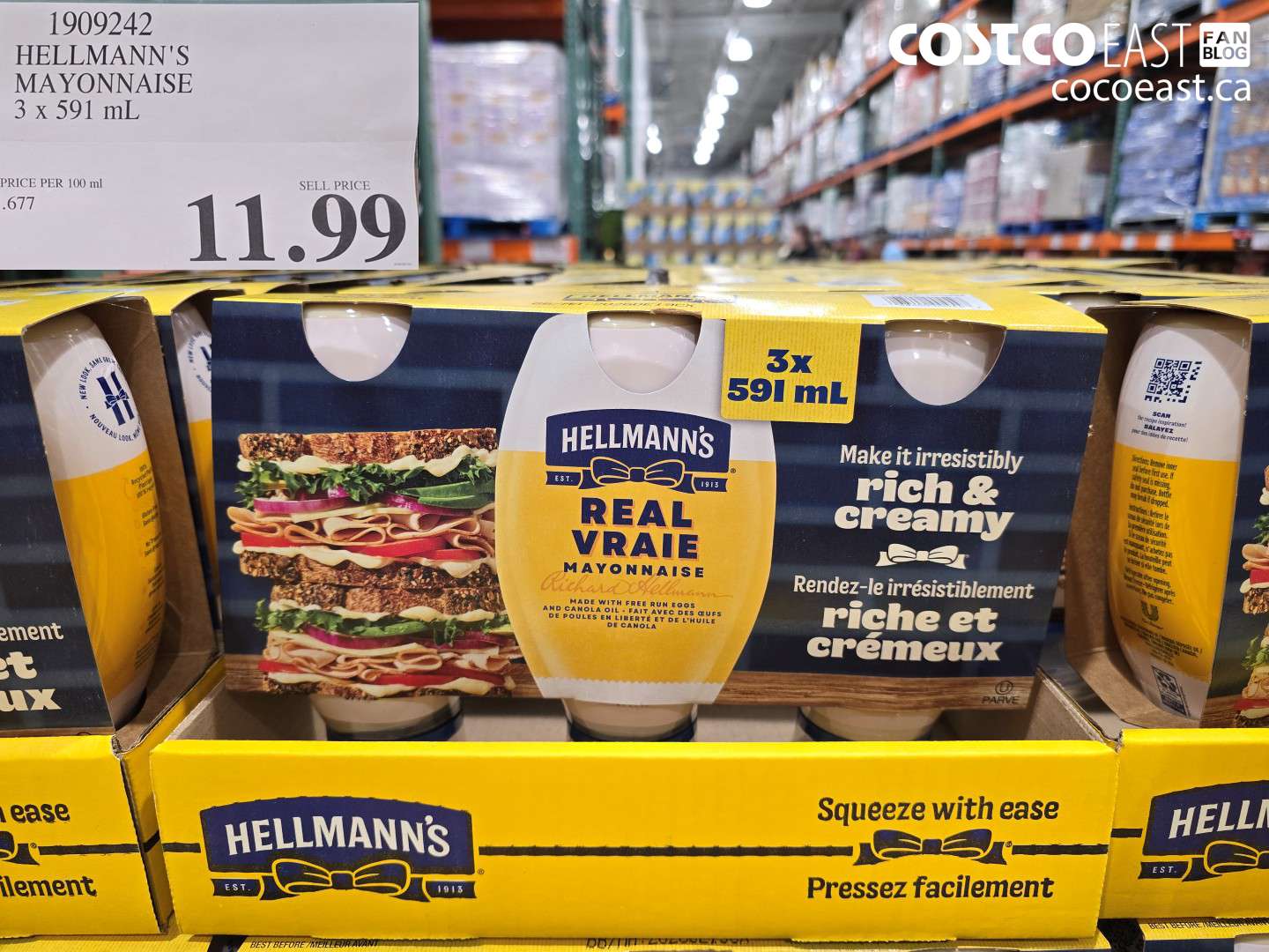1909242 HELLMANN'S MAYONNAISE 3 X 591 ML $11.99