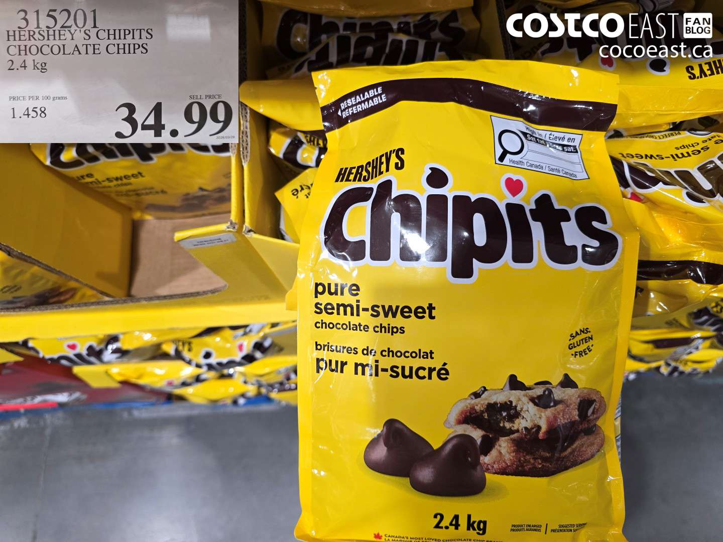 315201 HERSHEY'S CHIPITS CHOCOLATE CHIPS 2.4 KG $34.99