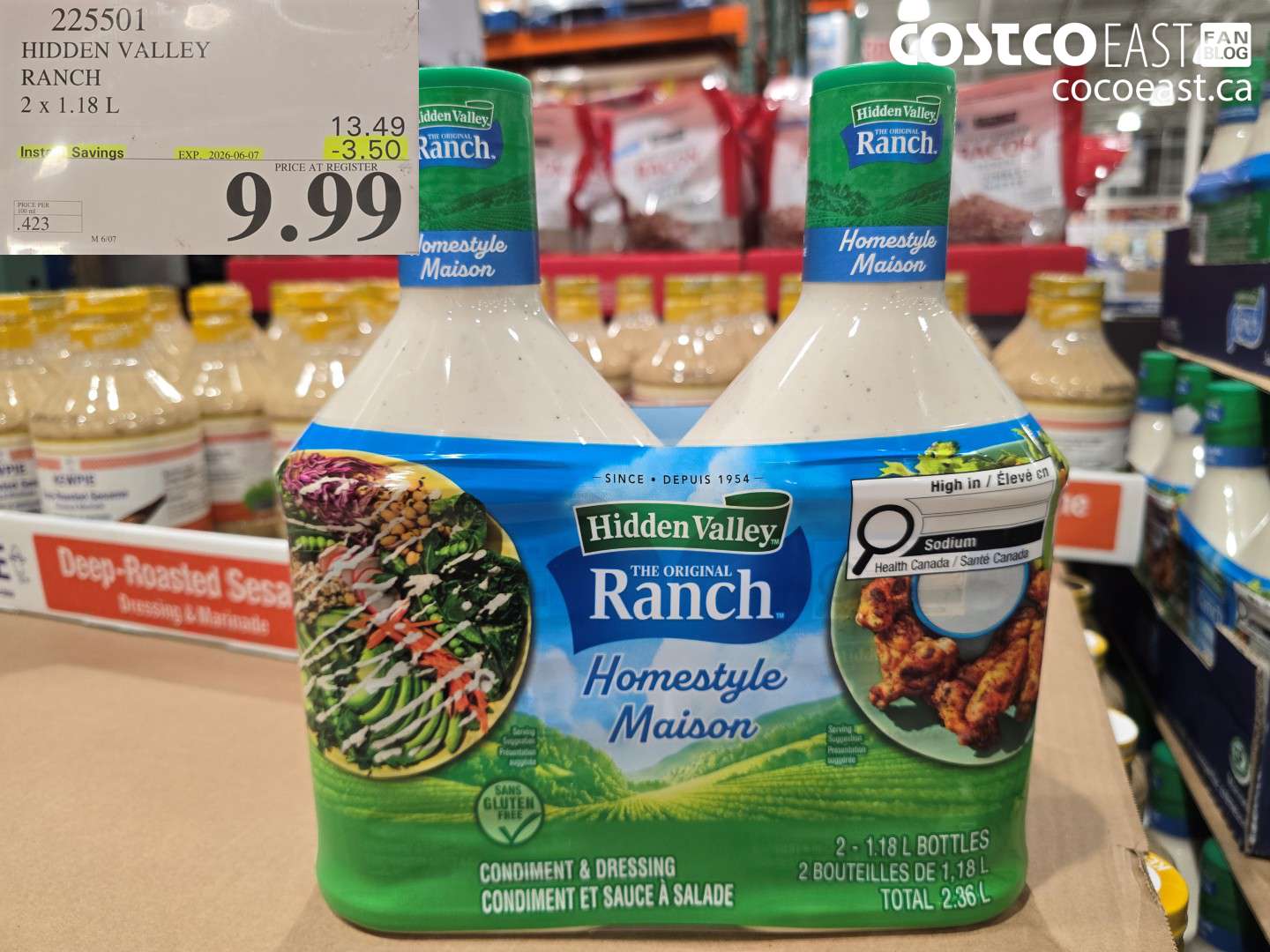 225501 HIDDEN VALLEY RANCH 2 X 1.18 L ($3.50 INSTANT SAVINGS EXPIRES ON 2026-06-07) $9.99