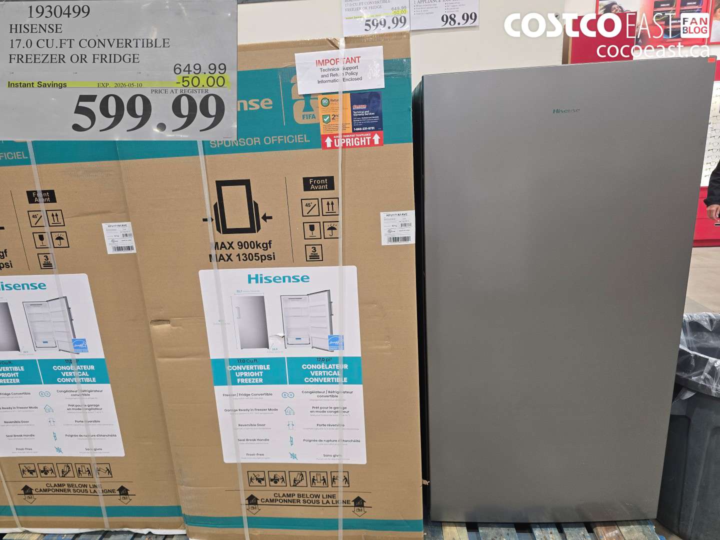 1930499 HISENSE 17.0 CU.FT CONVERTIBLE FREEZER OR FRIDGE ($50.00 INSTANT SAVINGS EXPIRES ON 2026-05-10) $599.99