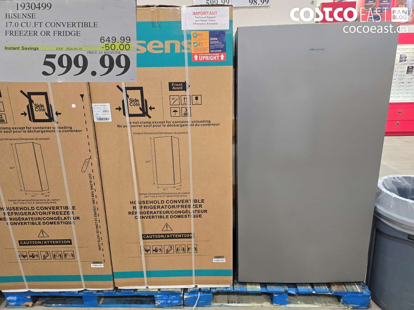 1930499 HISENSE 17.0 CU. FT CONVERTIBLE FREEZER OR FRIDGE ($50.00 INSTANT SAVINGS EXPIRES ON 2026-05-10) $599.99