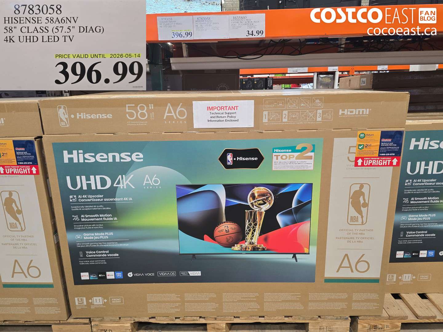 8783058 HISENSE 58A6NV 58