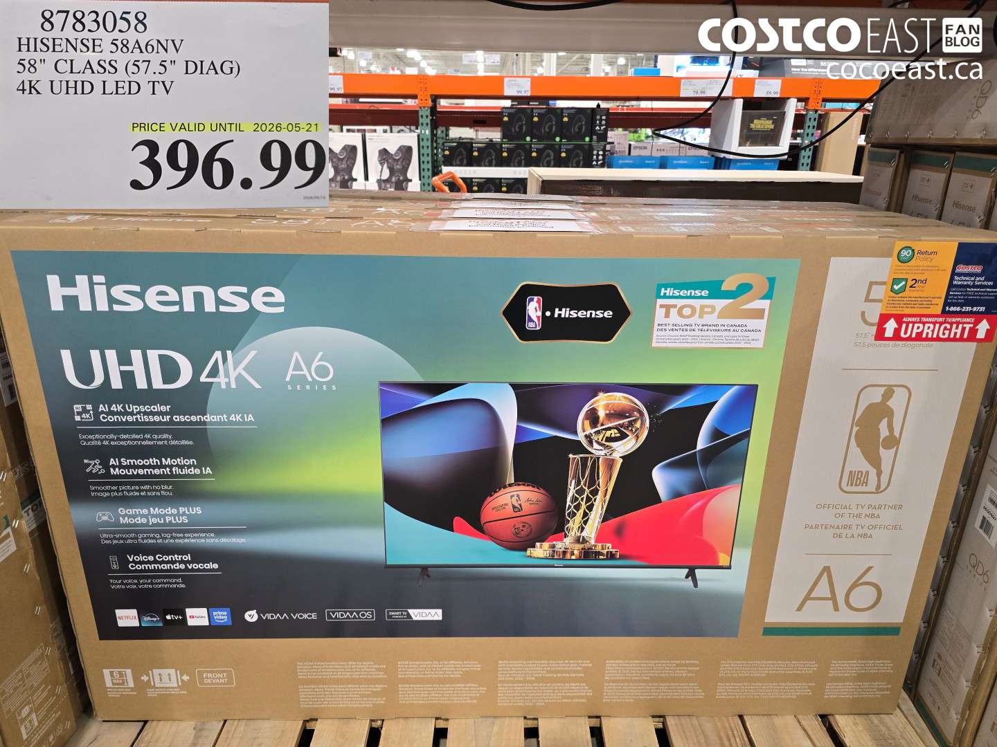 8783058 HISENSE 58A6NV 58