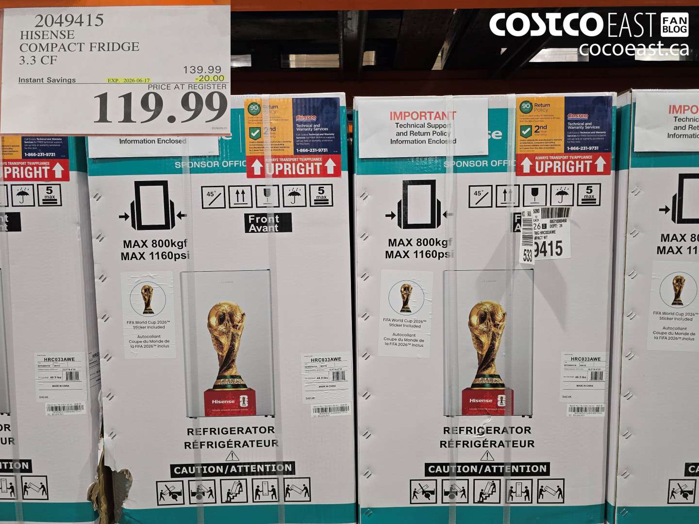2049415 HISENSE COMPACT FRIDGE 3.3 CF ($20.00 INSTANT SAVINGS EXPIRES ON 2026-06-17) $119.99