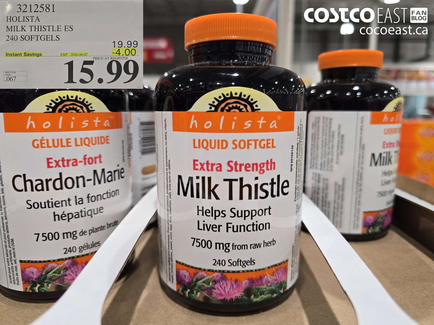 3212581 HOLISTA MILK THISTLE ES 240 SOFTGELS ($4.00 INSTANT SAVINGS EXPIRES ON 2026-06-07) $15.99
