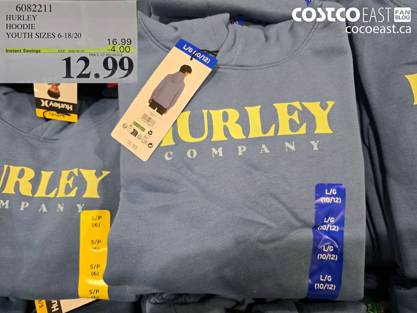 6082211 HURLEY HOODIE YOUTH SIZES 6-18/20 ($4.00 INSTANT SAVINGS EXPIRES ON 2026-05-10) $12.99