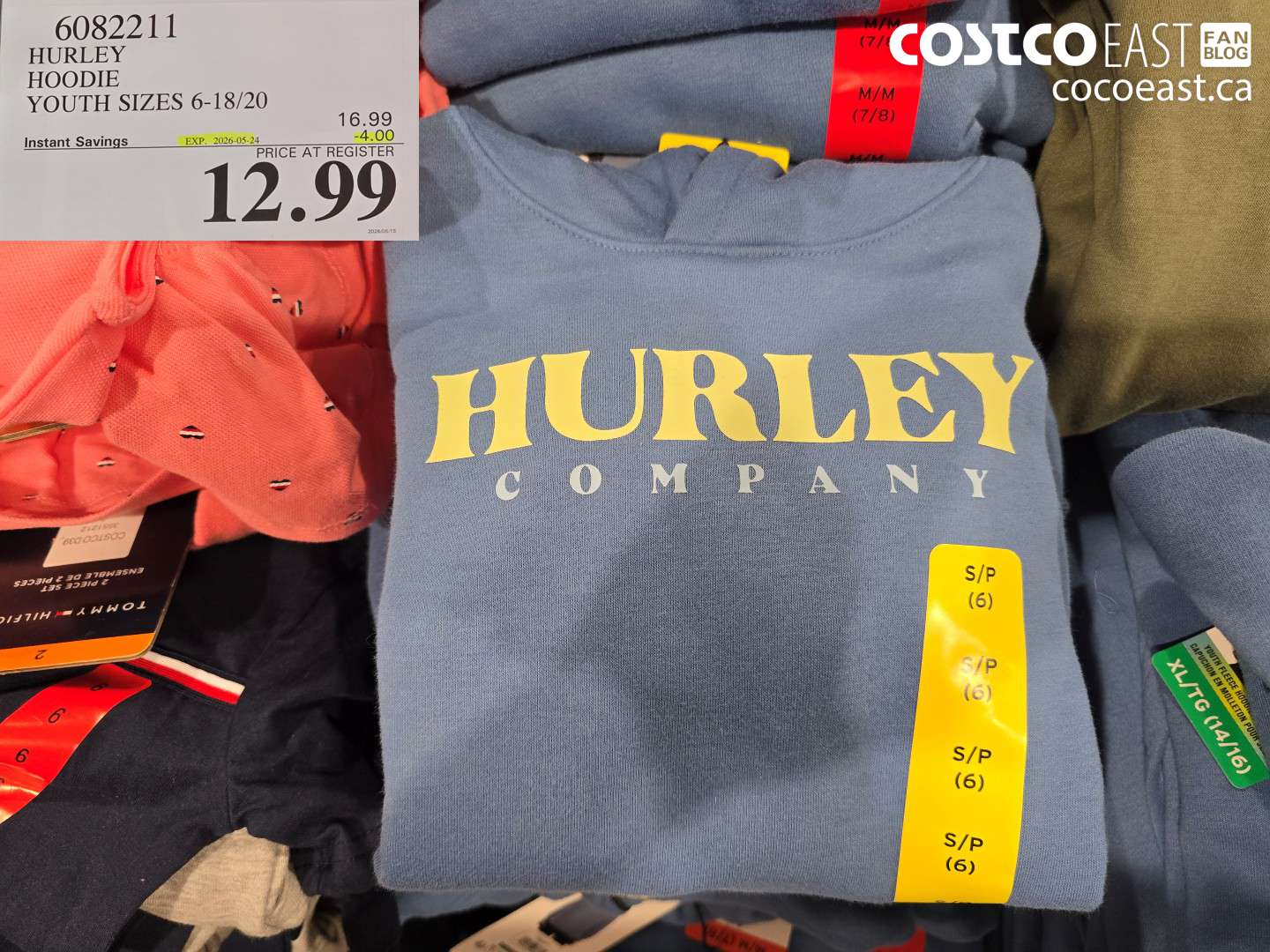 6082211 HURLEY HOODIE YOUTH SIZES 6-18/20 ($4.00 INSTANT SAVINGS EXPIRES ON 2026-05-24) $12.99