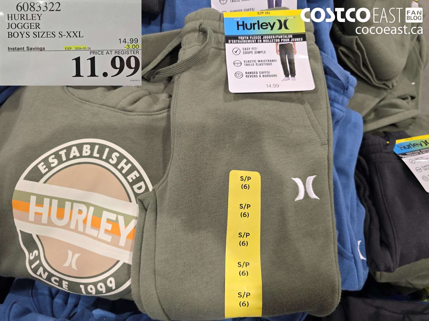 6083322 HURLEY JOGGER BOYS SIZES S-XXL ($3.00 INSTANT SAVINGS EXPIRES ON 2026-05-24) $11.99