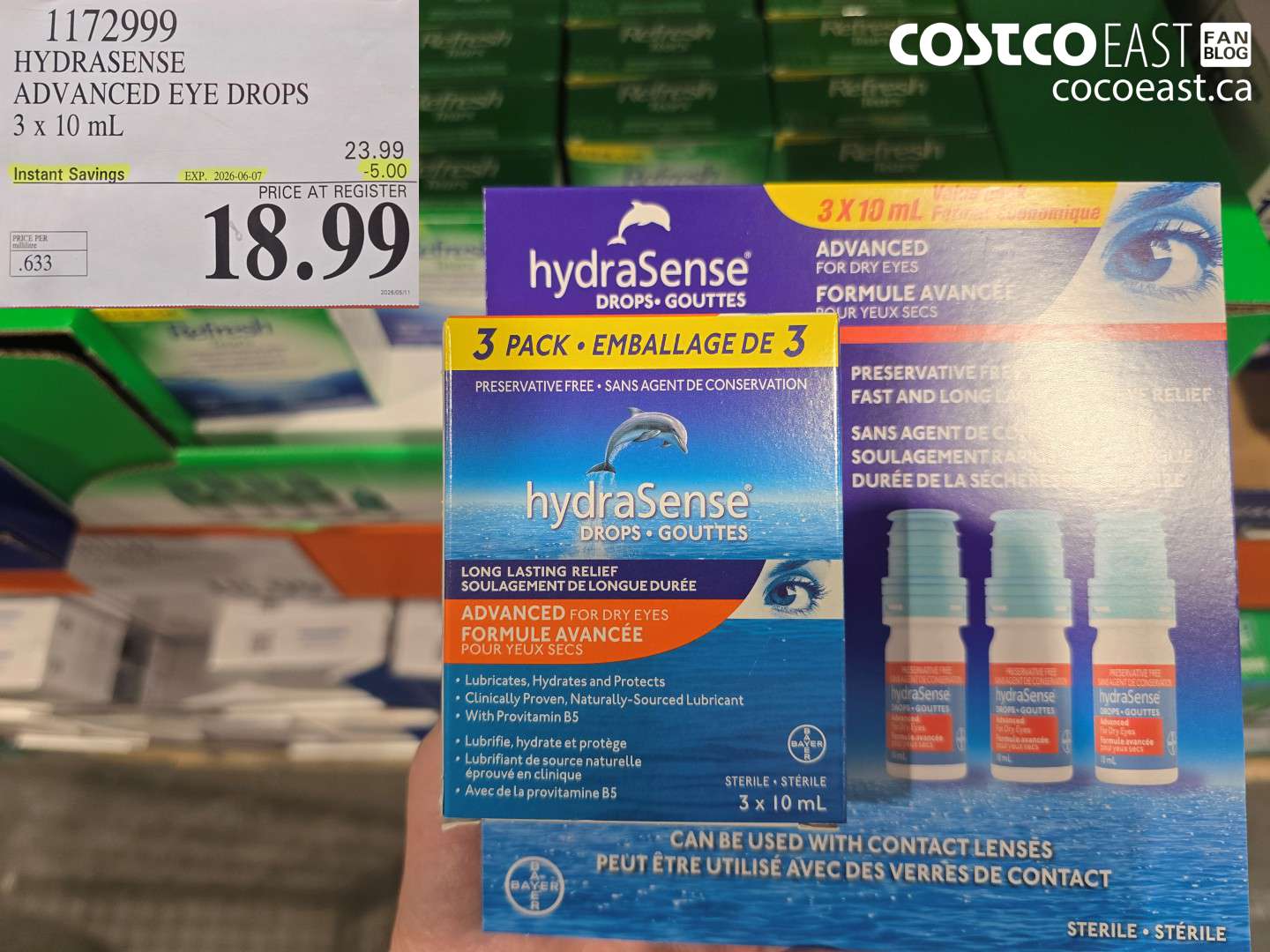 1172999 HYDRASENSE ADVANCED EYE DROPS 3 X 10 ML ($5.00 INSTANT SAVINGS EXPIRES ON 2026-06-07) $18.99