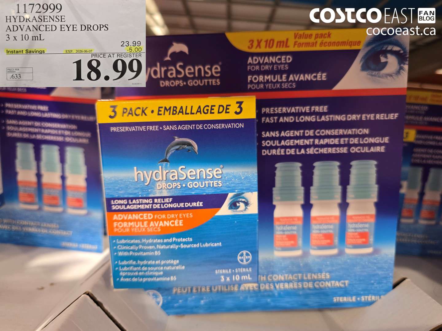 1172999 HYDRASENSE ADVANCED EYE DROPS 3 X 10 ML ($5.00 INSTANT SAVINGS EXPIRES ON 2026-06-07) $18.99