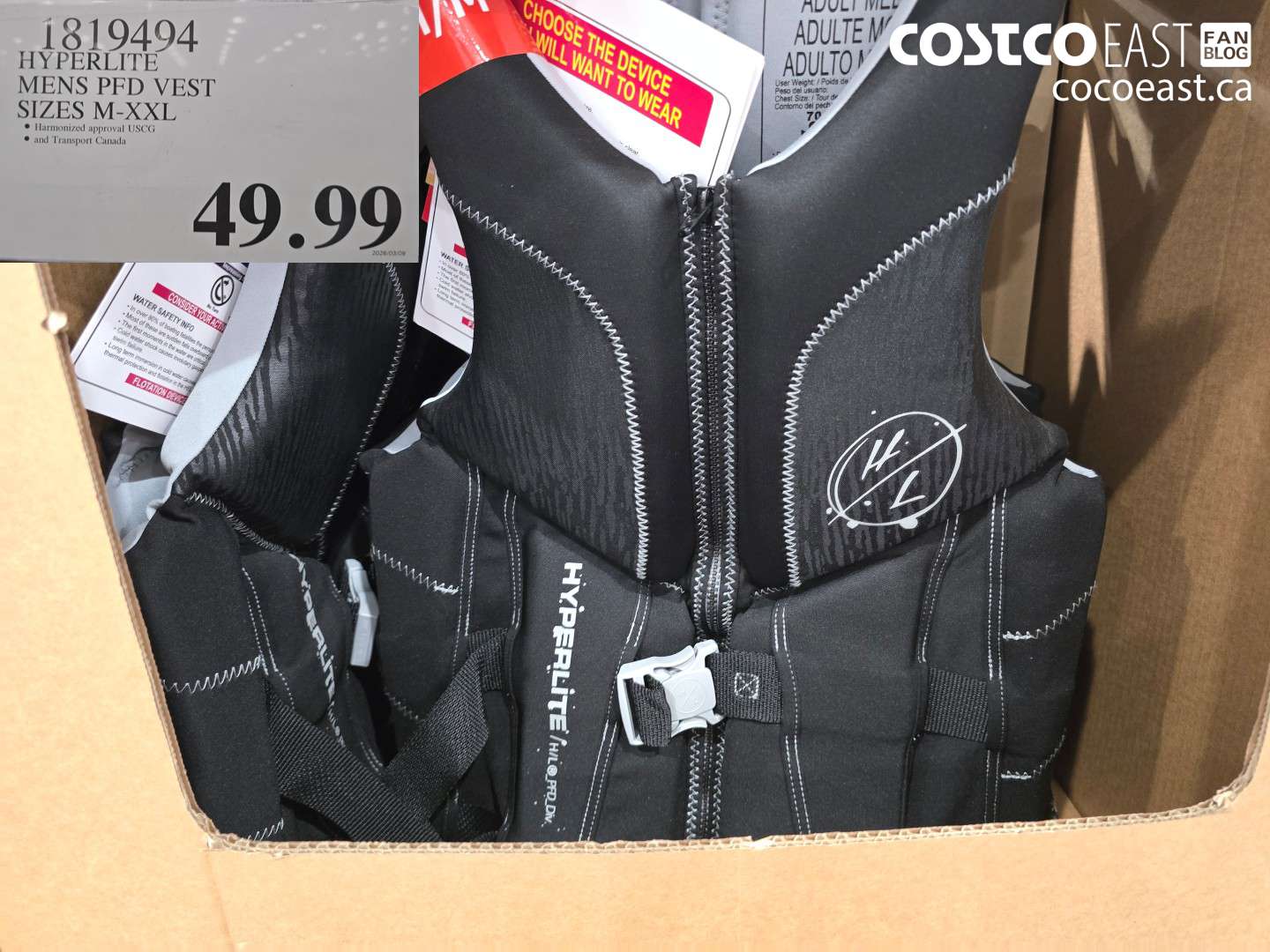 1819494 HYPERLITE MENS PFD VEST SIZES M-XXL $49.99