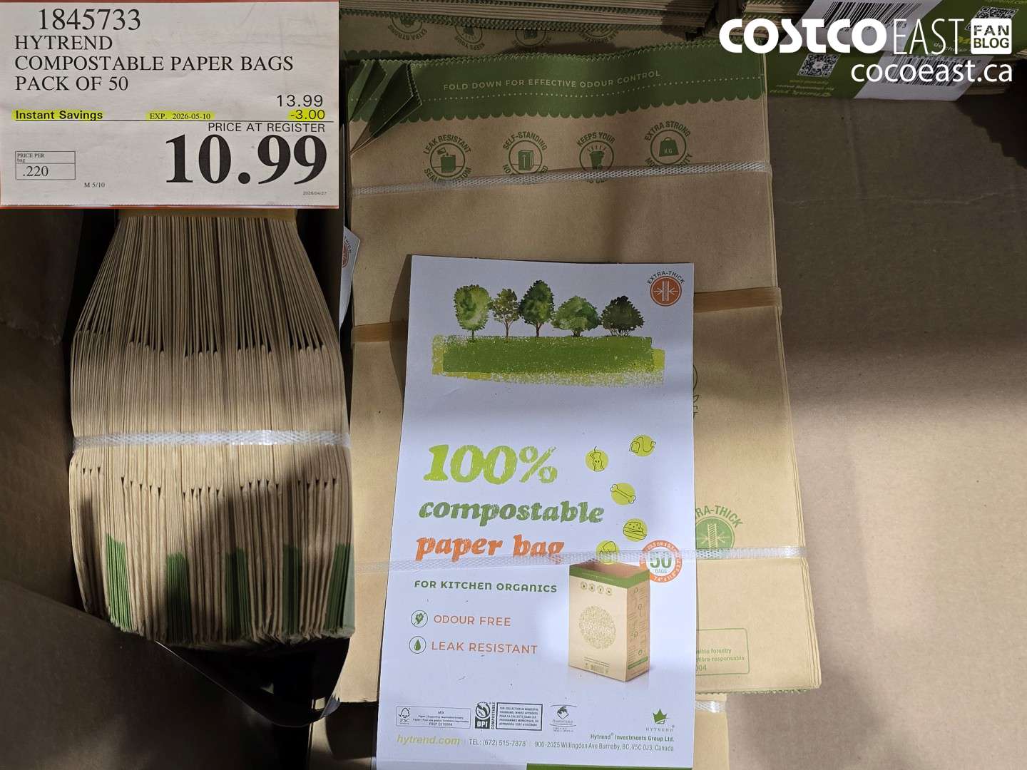 1845733 HYTREND COMPOSTABLE PAPER BAGS PACK OF 50 ($3.00 INSTANT SAVINGS EXPIRES ON 2026-05-10) $10.99