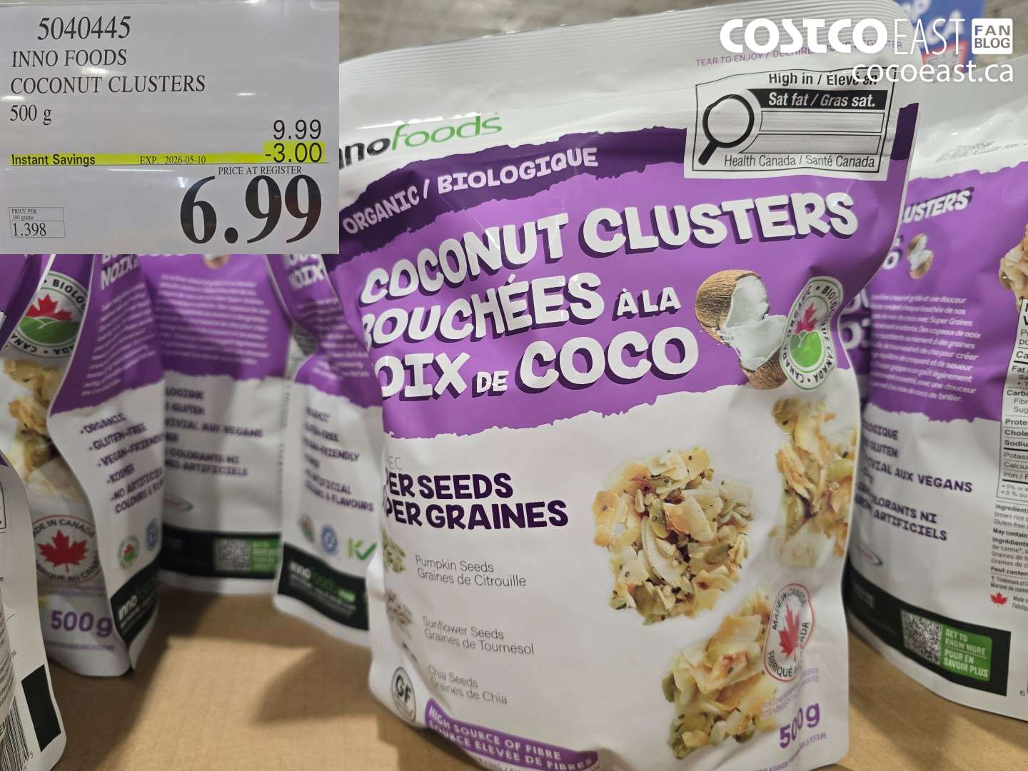 5040445 INNO FOODS COCONUT CLUSTERS 500 G ($3.00 INSTANT SAVINGS EXPIRES ON 2026-05-10) $6.99