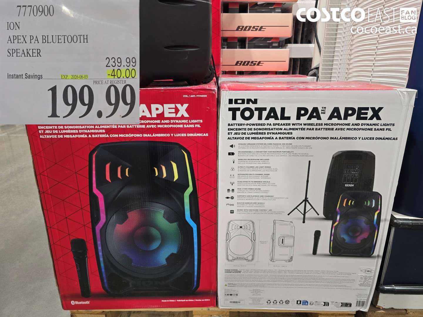 7770900 ION APEX PA BLUETOOTH SPEAKER ($40.00 INSTANT SAVINGS EXPIRES ON 2026-06-03) $199.99