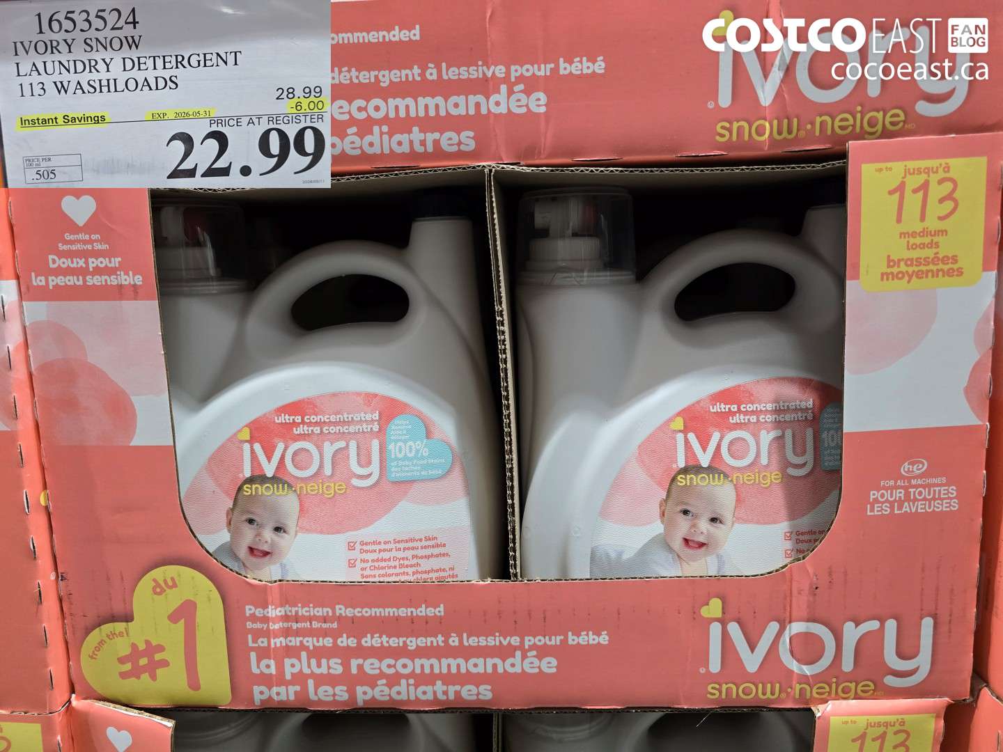1653524 IVORY SNOW LAUNDRY DETERGENT 113 WASHLOADS ($6.00 INSTANT SAVINGS EXPIRES ON 2026-05-31) $22.99