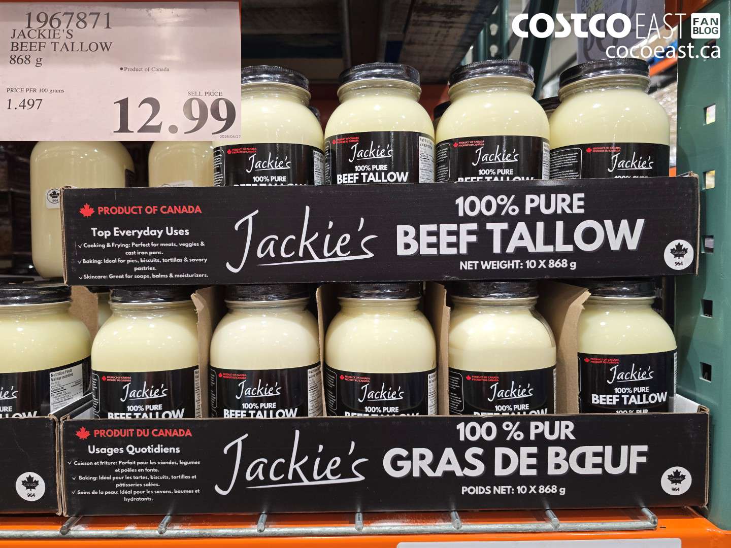 1967871 JACKIE'S BEEF TALLOW 868 G $12.99
