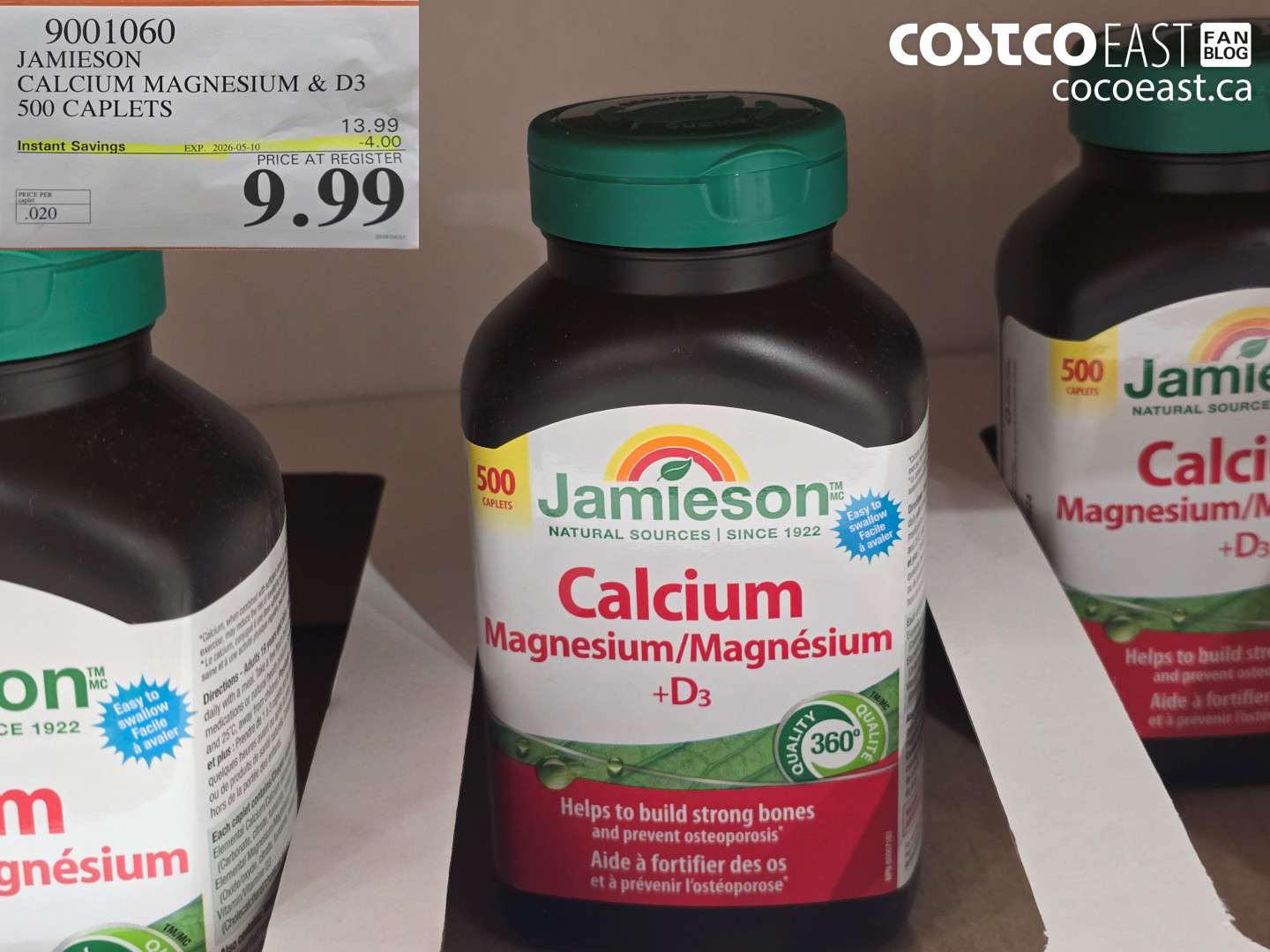 9001060 JAMIESON CALCIUM MAGNESIUM & D3 500 CAPLETS ($4.00 INSTANT SAVINGS EXPIRES ON 2026-05-10) $9.99