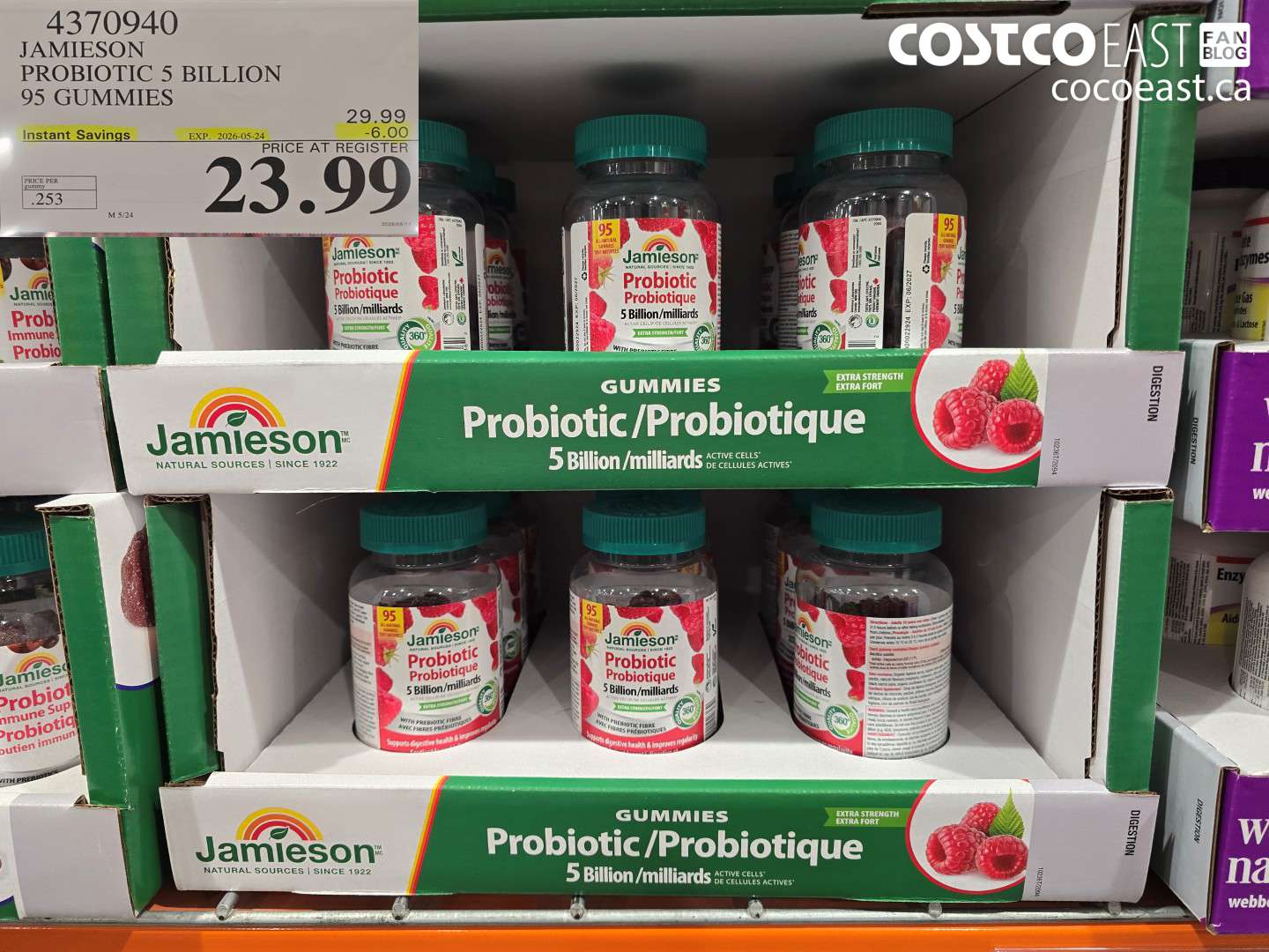 4370940 JAMIESON PROBIOTIC 5 BILLION 95 GUMMIES ($6.00 INSTANT SAVINGS EXPIRES ON 2026-05-24) $23.99