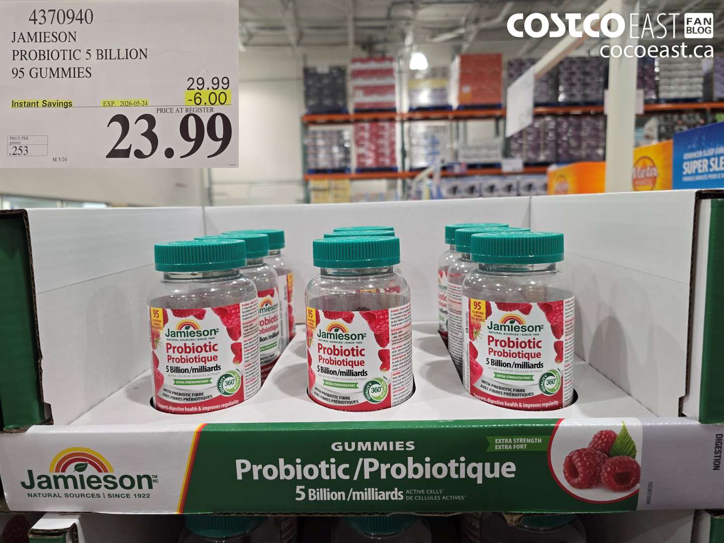 4370940 JAMIESON PROBIOTIC 5 BILLION 95 GUMMIES ($6.00 INSTANT SAVINGS EXPIRES ON 2026-05-24) $23.99