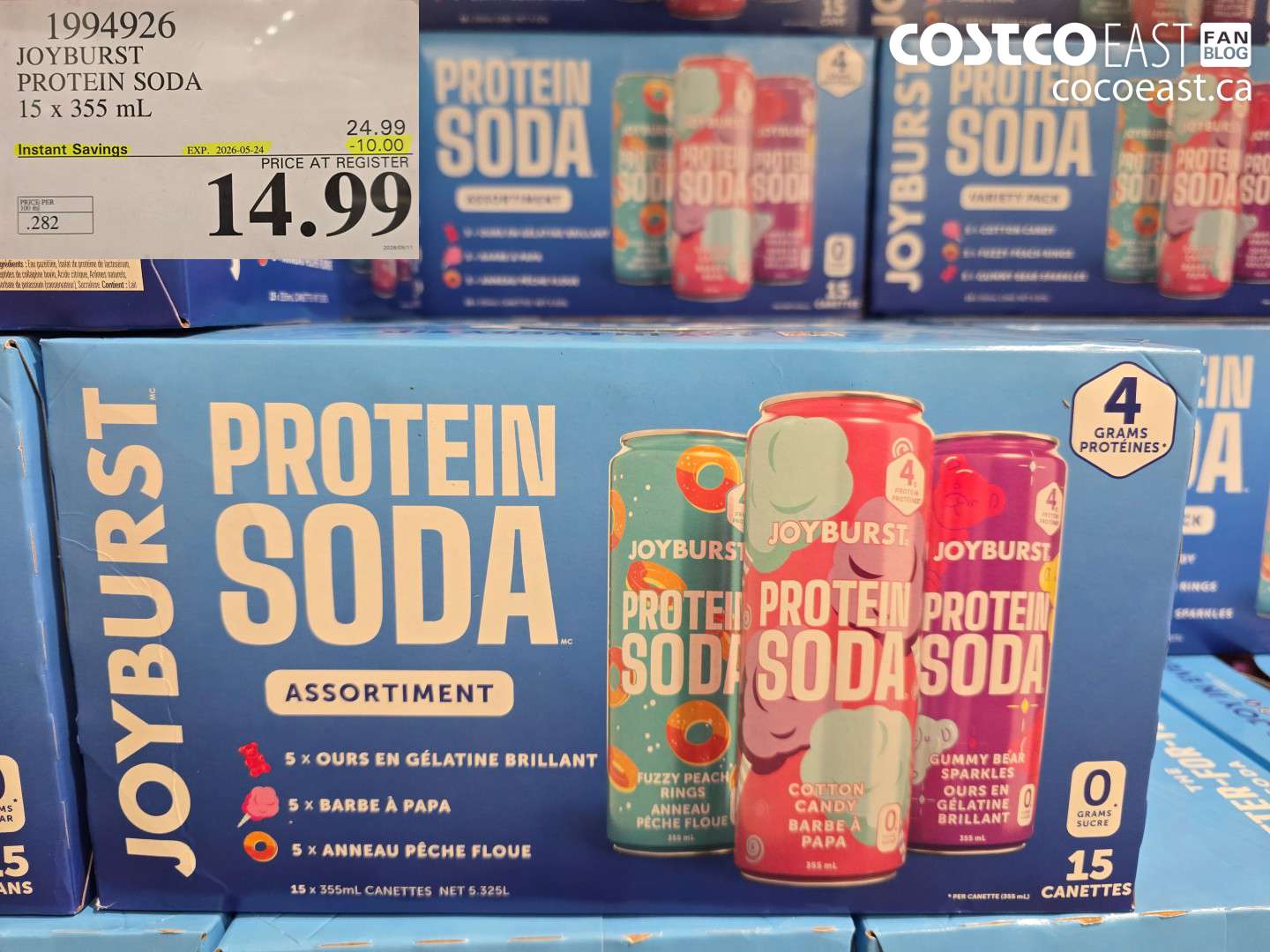 1994926 JOYBURST PROTEIN SODA 15 X 355 ML ($10.00 INSTANT SAVINGS EXPIRES ON 2026-05-24) $14.99