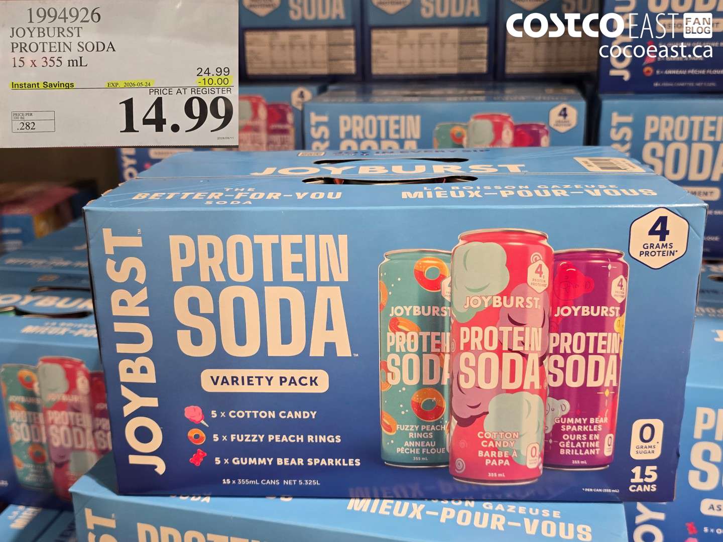 1994926 JOYBURST PROTEIN SODA 15 X 355 ML ($10.00 INSTANT SAVINGS EXPIRES ON 2026-05-24) $14.99