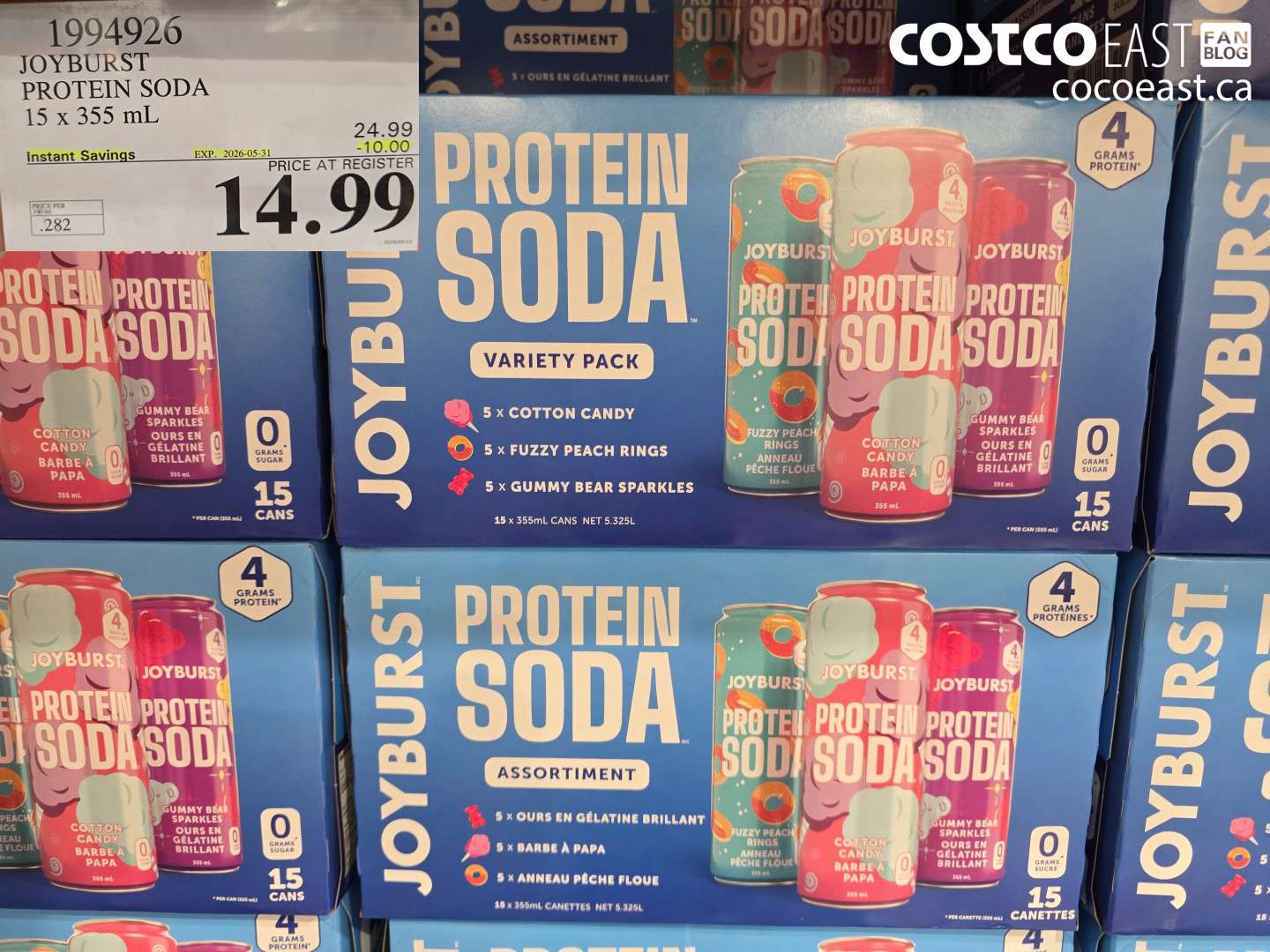 1994926 JOYBURST PROTEIN SODA 15 X 355 ML ($10.00 INSTANT SAVINGS EXPIRES ON 2026-05-31) $14.99