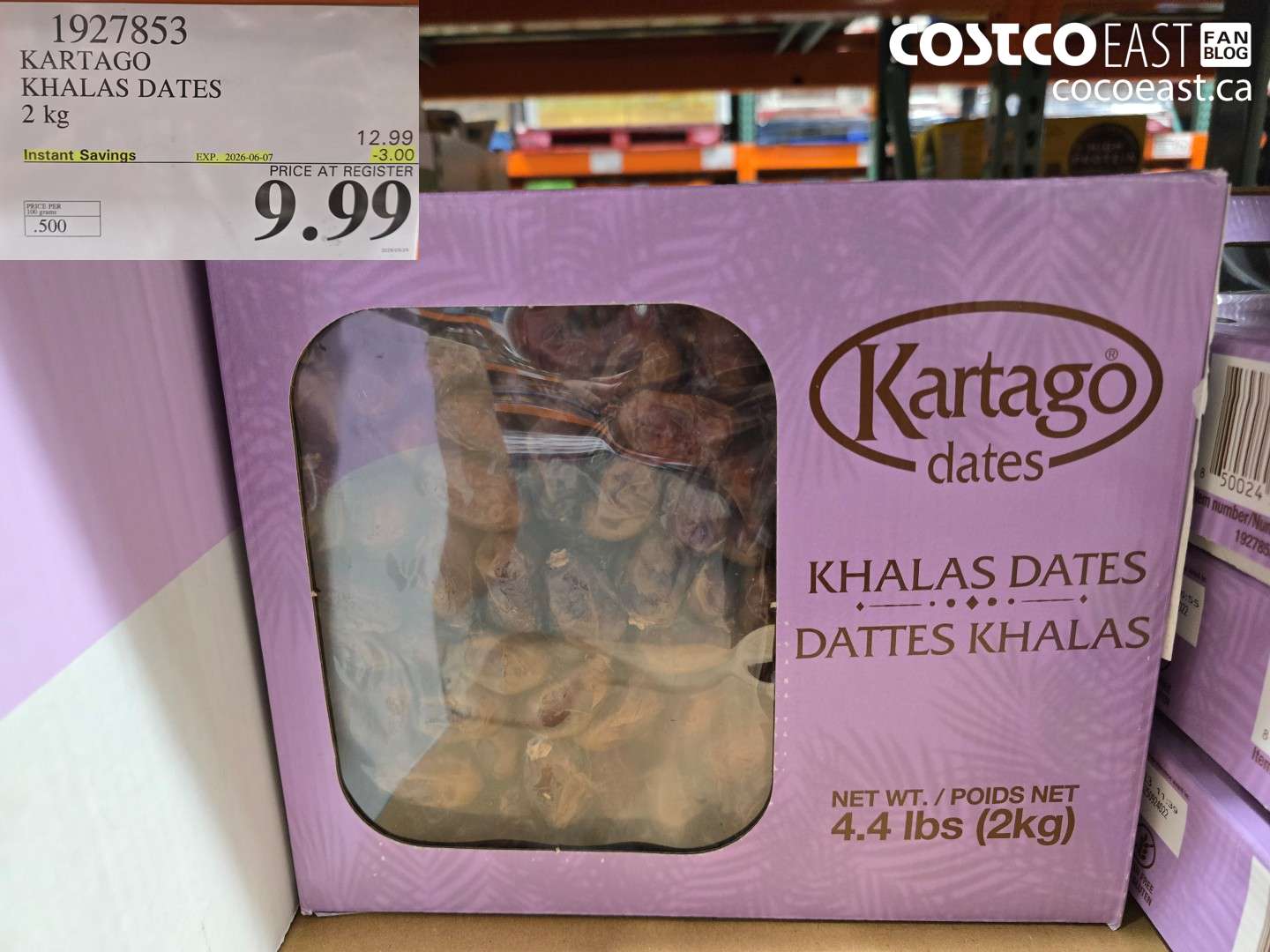1927853 KARTAGO KHALAS DATES 2 KG ($3.00 INSTANT SAVINGS EXPIRES ON 2026-06-07) $9.99