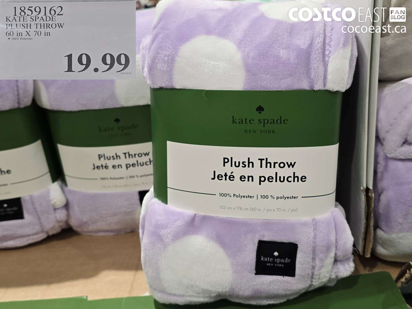 1859162 KATE SPADE PLUSH THROW 60 IN X 70 IN $19.99