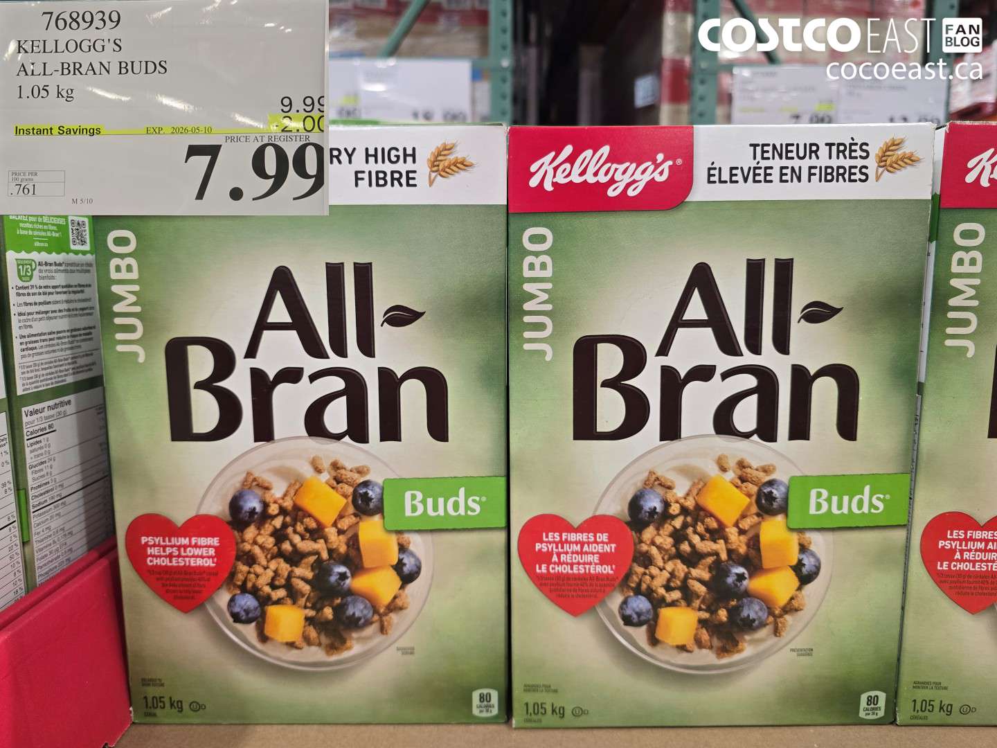 768939 KELLOGG'S ALL-BRAN BUDS 1.05 KG ($2.00 INSTANT SAVINGS EXPIRES ON 2026-05-10) $7.99